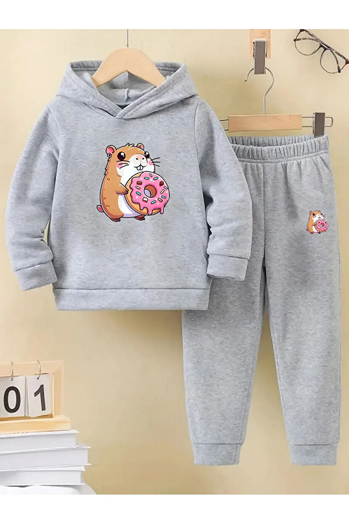 Kışlık Kız Erkek Çocuk Eşofman Takımı 5 6 7 8 9 10 11 12 yaş Capybara Kapybara