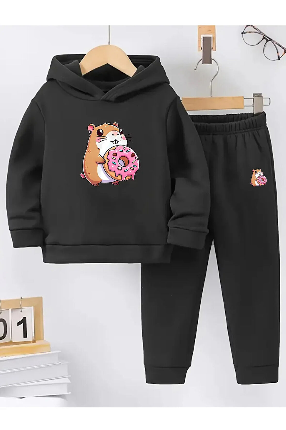 Kışlık Kız Erkek Çocuk Eşofman Takımı 5 6 7 8 9 10 11 12 yaş Capybara Kapybara