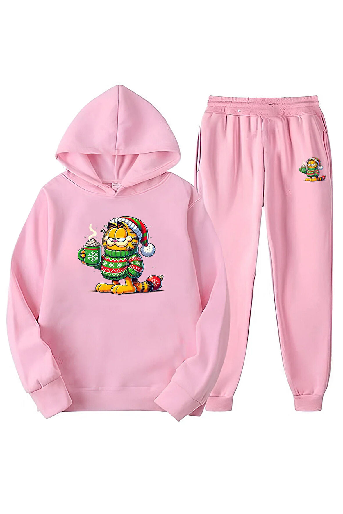 Kışlık Kız Erkek Çocuk Eşofman Takımı Alt Üst Garfield 5 6 7 8 9 10 11 12 yaş Kış Yılbaşı