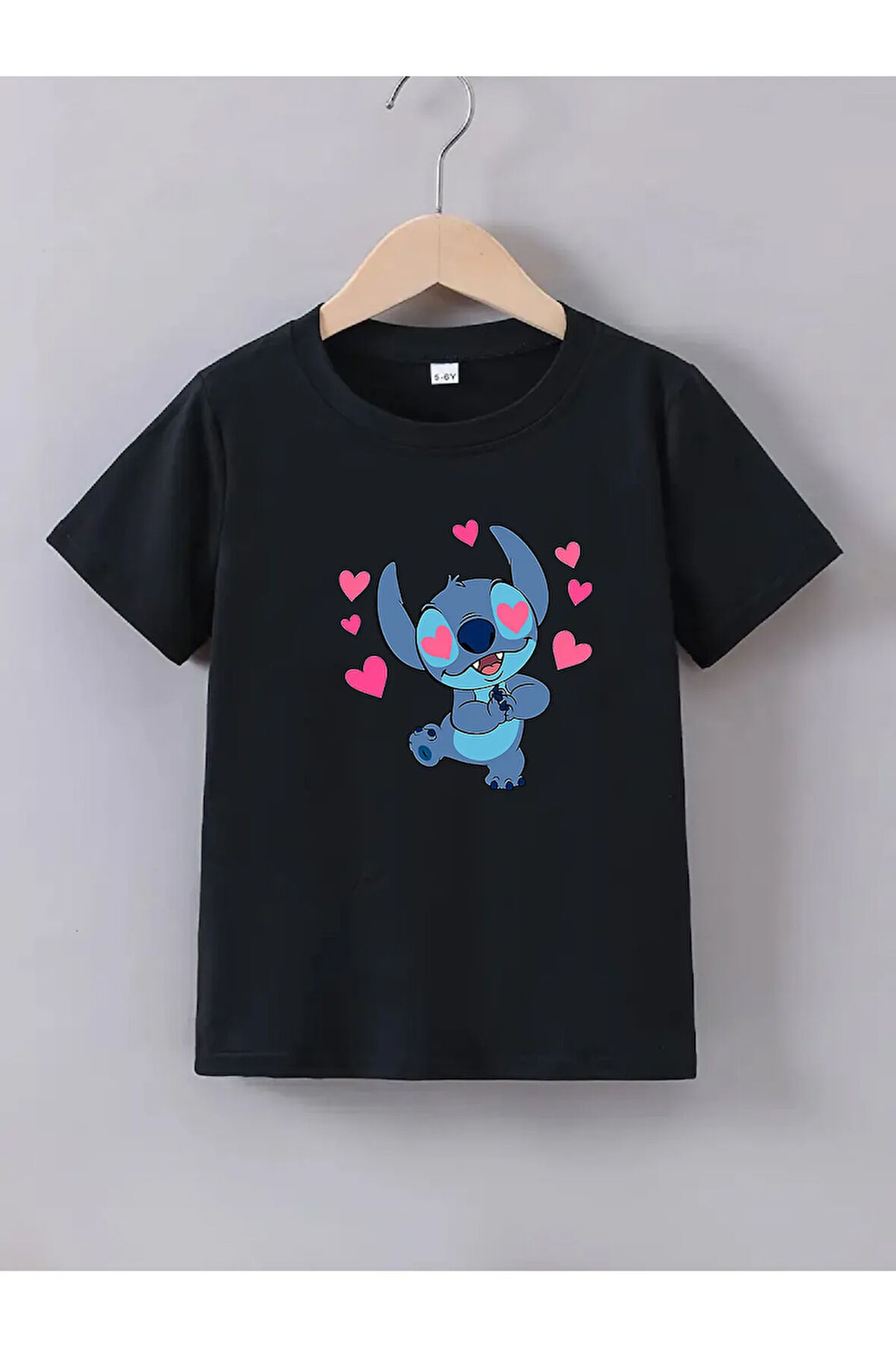 Pamuk Penye Kız Çocuk Baskılı Tshirt 5 6 7 8 9 10 11 12 13 14 yaş Lilo Stitch