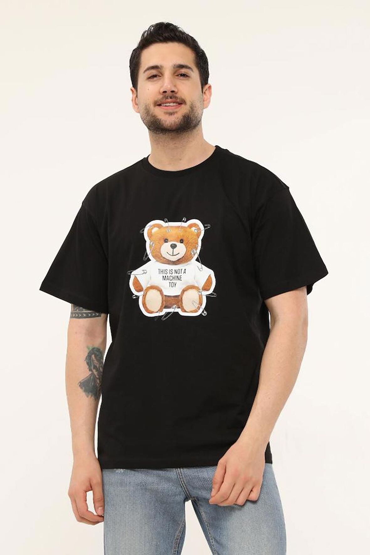 Erkek Overfit Baskılı Desenli Kısa Kollu T-shirt