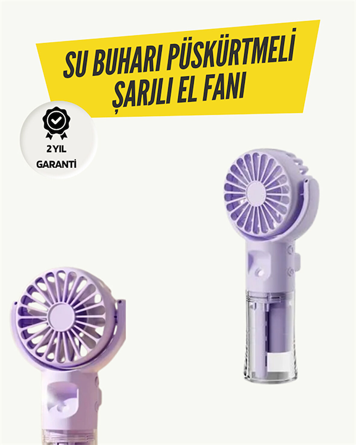 Mini Masaüstü ve El Tipi Buğu Fanı – Su Depolu, Şarj Edilebilir, Nemlendirici Özellikli