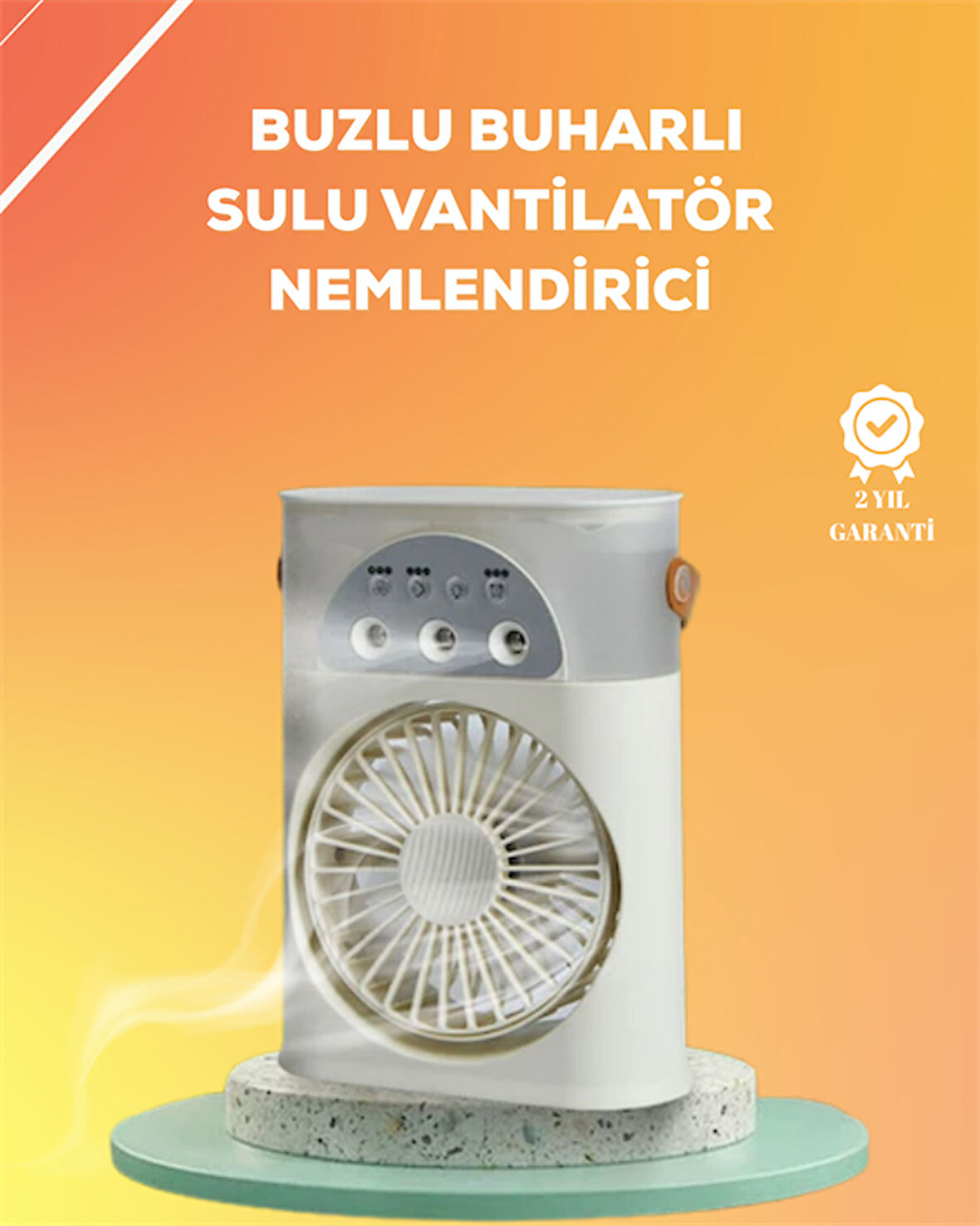 Mini Klima Fan | USB'li, 7 Renk Gece Işığı, 3'ü 1 Arada Fonksiyon