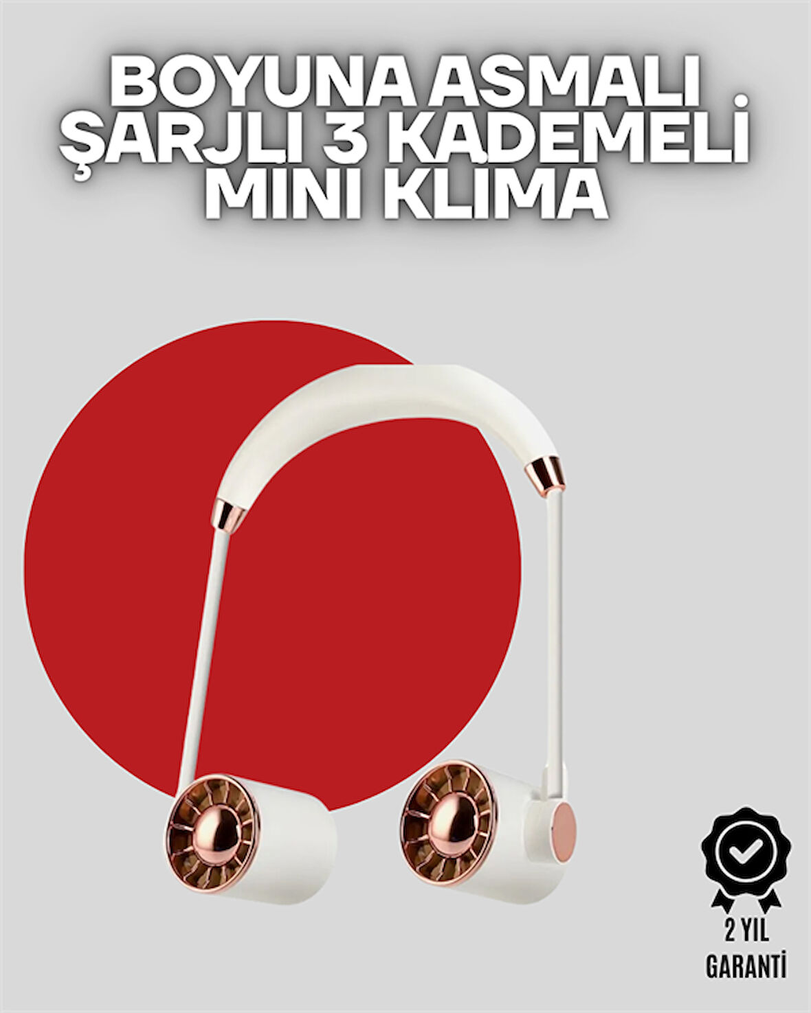 Boyuna Asılan Taşınabilir Küçük Fan | Turbo Motor, 5 Kanat, Katlanabilir Gövde