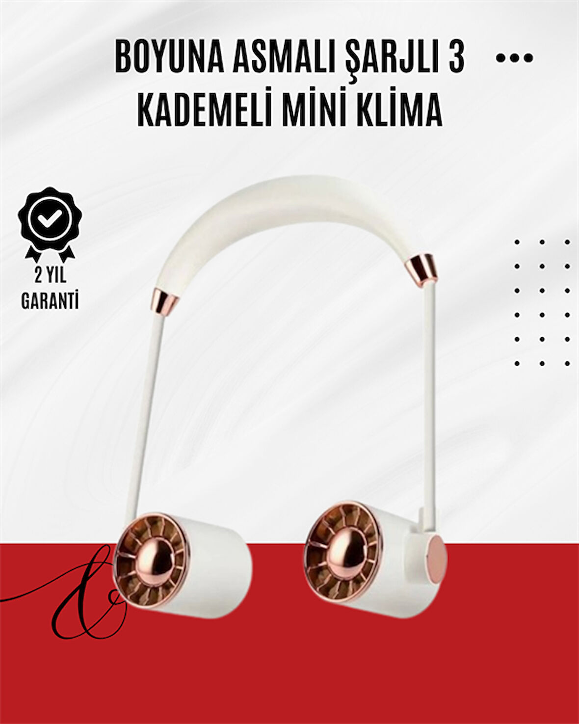 USB Şarjlı Katlanabilir Boyun Fanı | 3 Kademeli, Sessiz ve Taşınabilir Tasarım