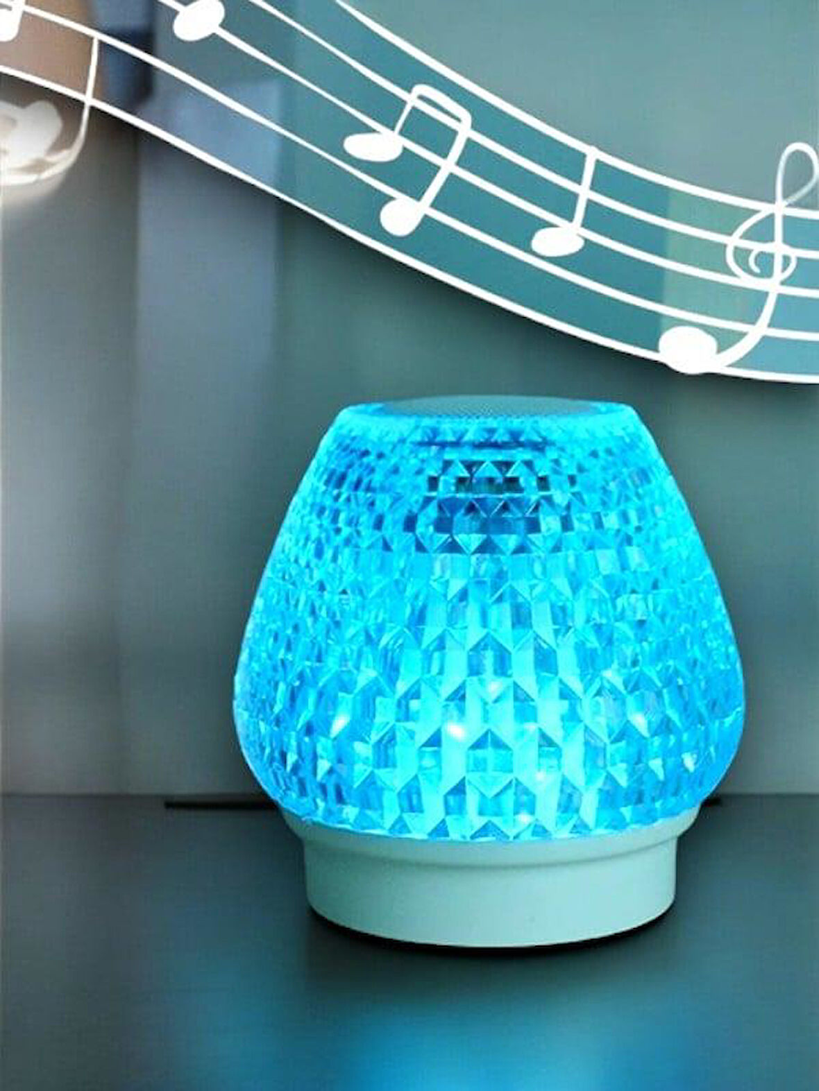 G5 Kristal Şarjlı Masa Lambası - 7 Renk Gece Lambası ve Bluetooth Hoparlör