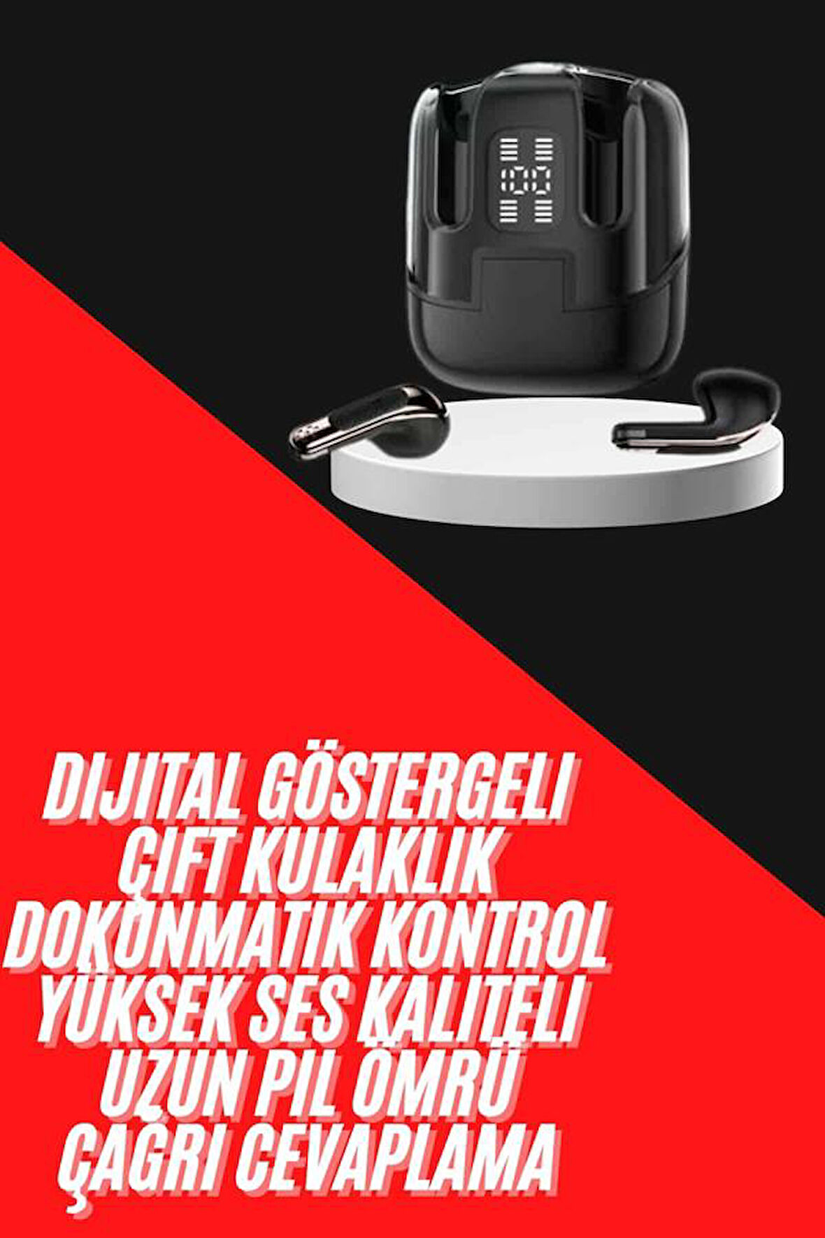 4 Adet Çift Kulaklık Dijital Göstergeli Yüksek Ses Kaliteli Bluetooth Kulaklık