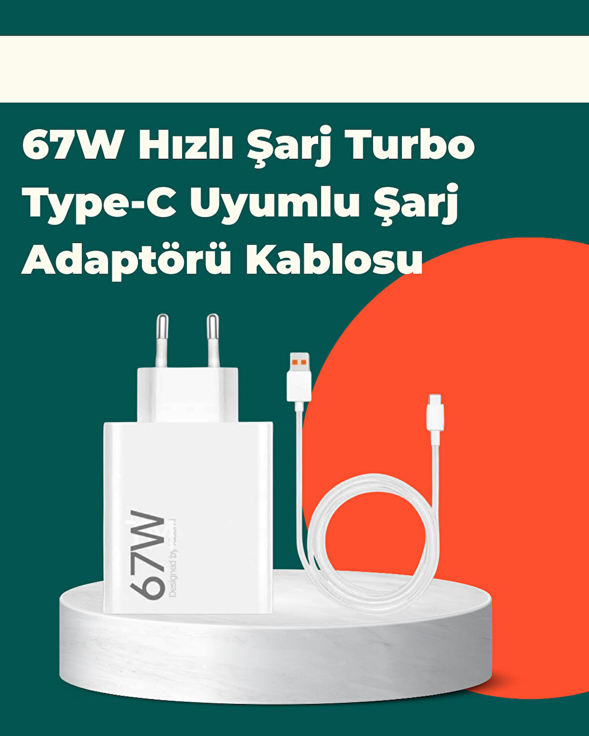 Güvenli ve Hızlı Şarj İçin 67W Turbo Adaptör Type-C Kablo ile