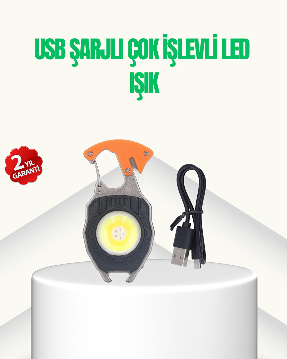 Çok İşlevli USB Şarjlı Anahtarlık Fener