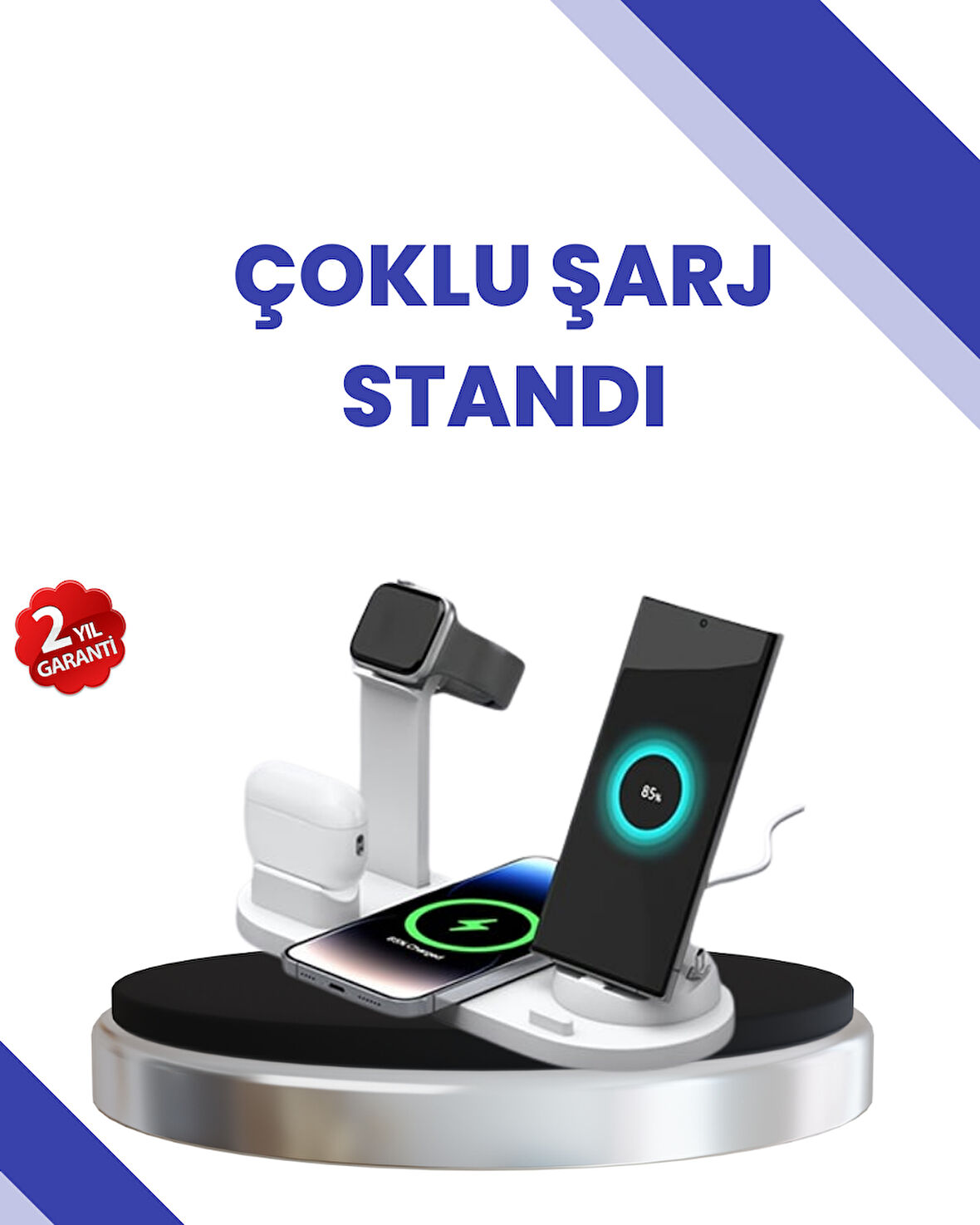 Masaüstü Düzenleyici 4’ü 1 Arada Kablosuz Şarj Aksesuarı