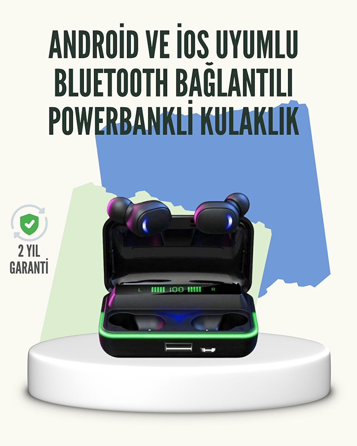 E10 Powerbank Şarjlı Bluetooth 5.1 Kulaklık Spor ve Oyun İçin