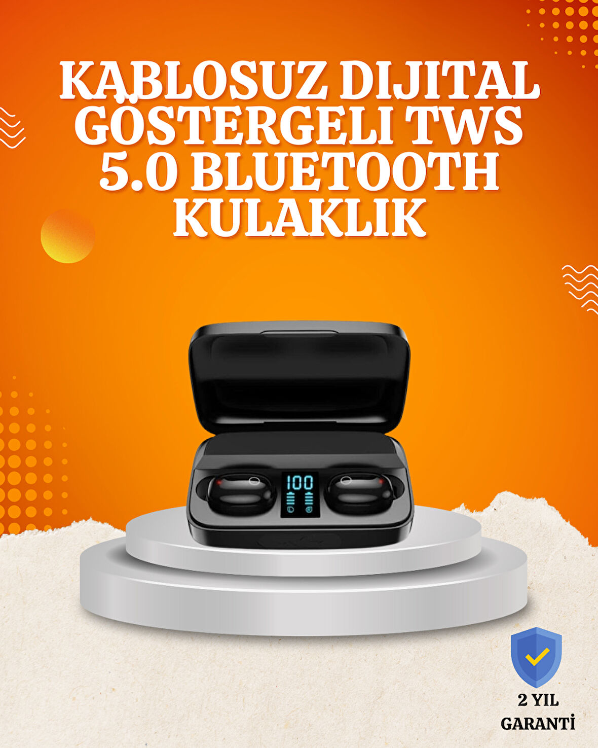 1800?mAh Güçlü Şarj Kutusu ile Bluetooth Kulaklık Seti