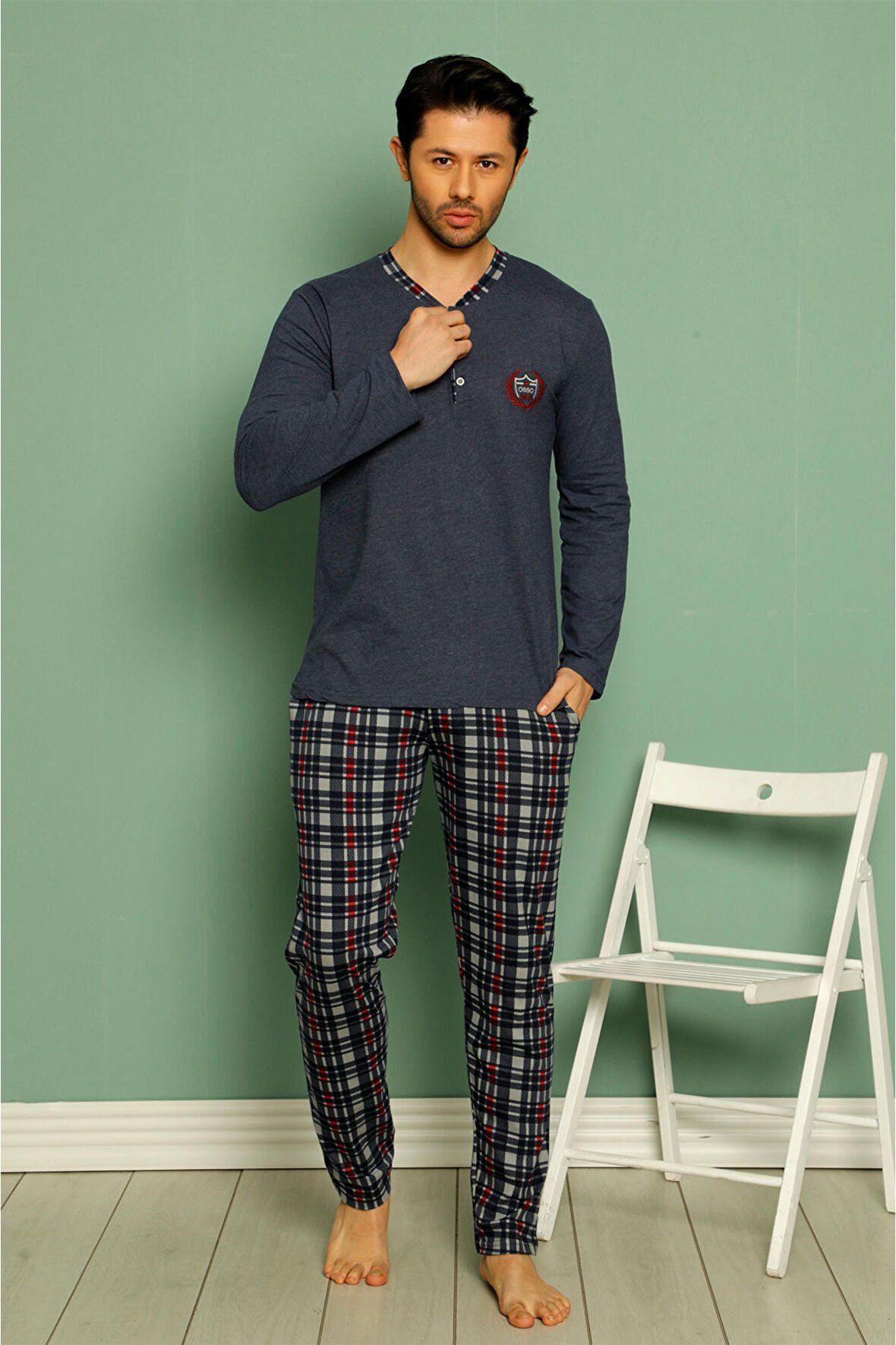 Nisanca %100 Pamuk Erkek Ekose Pijama Takımı- Babalar Günü Serisi 