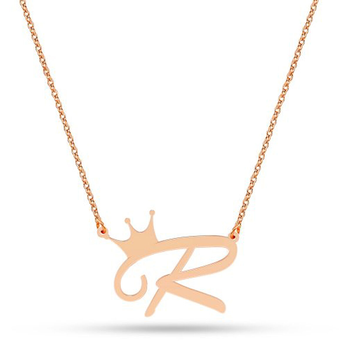 14 Ayar Altın Kral Tacı Harfli Kolye - AD37