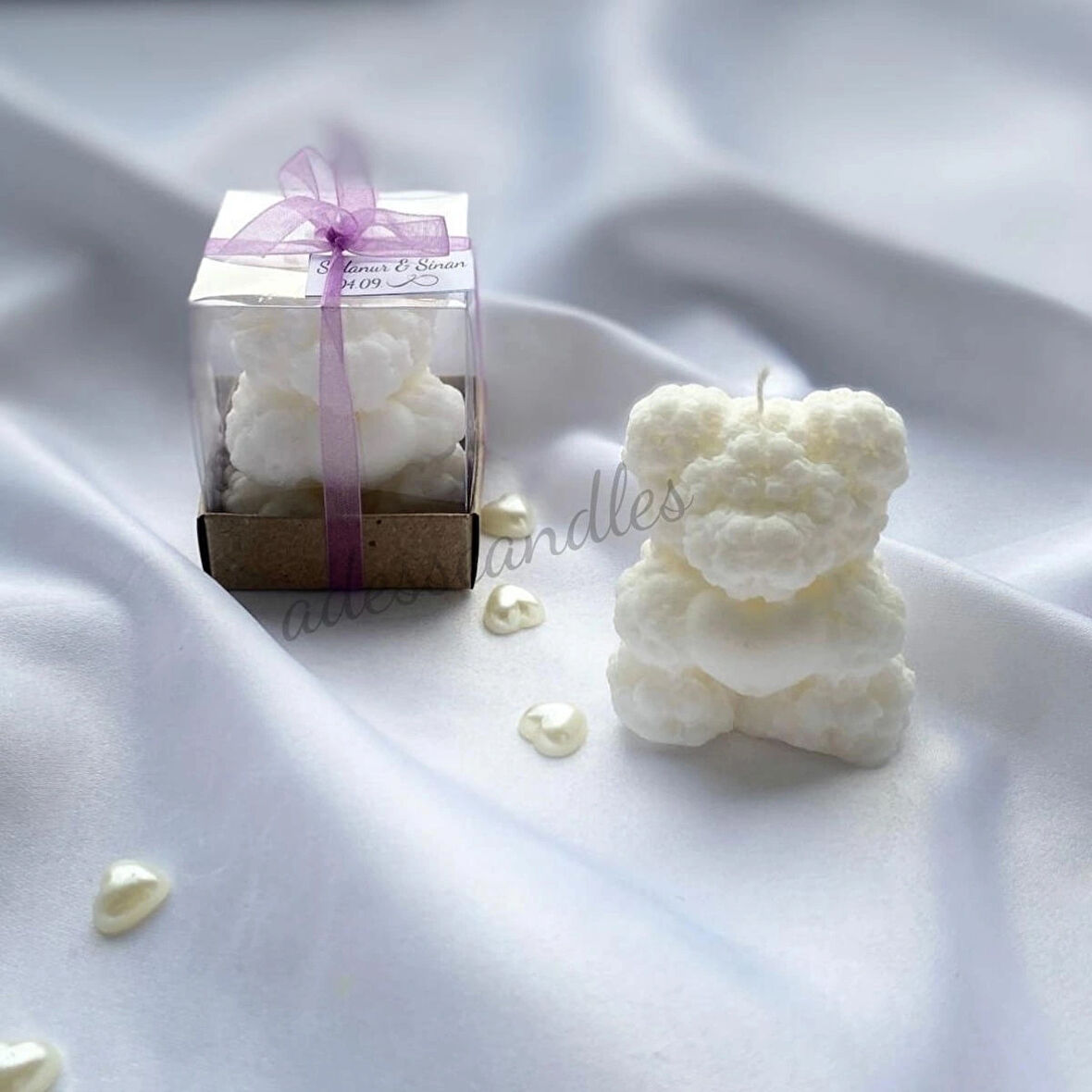 20Adet Kraft Kutu İçerisinde Ayıcık Mum,Söz,Kına,Nikah,Nişan,Doğum günü,Düğün Hediyelik