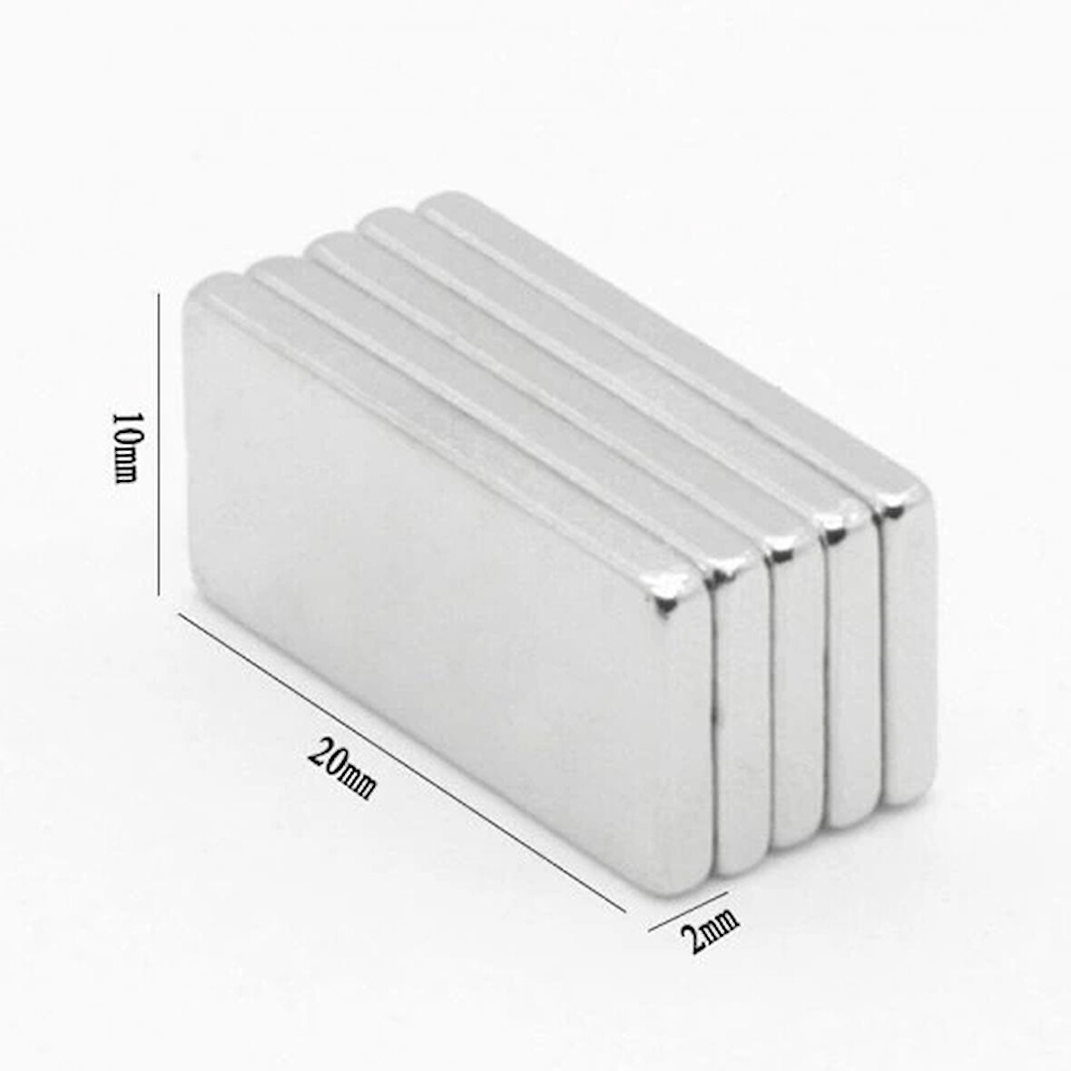 50 Adet 20x10x2 Mm Neodyum Mıknatıs Köşeli Magnet N35 Nikel Kaplama Güçlü Kaliteli Dayanıklı