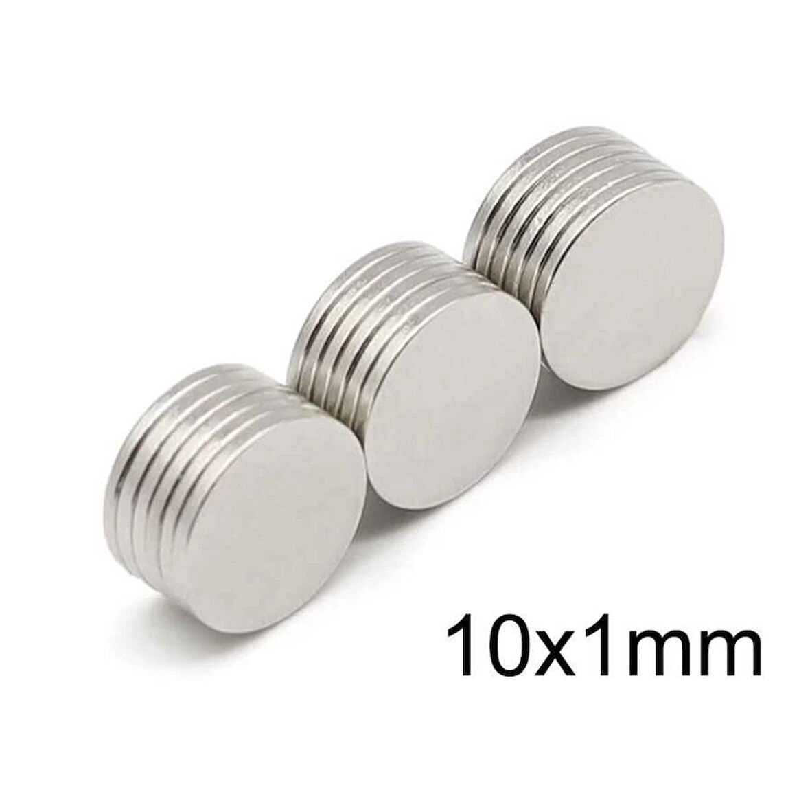 50 Adet 10x1mm Yuvarlak Neodyum Mıknatıs Güçlü Dayanıklı Magnet Nikel Kaplama