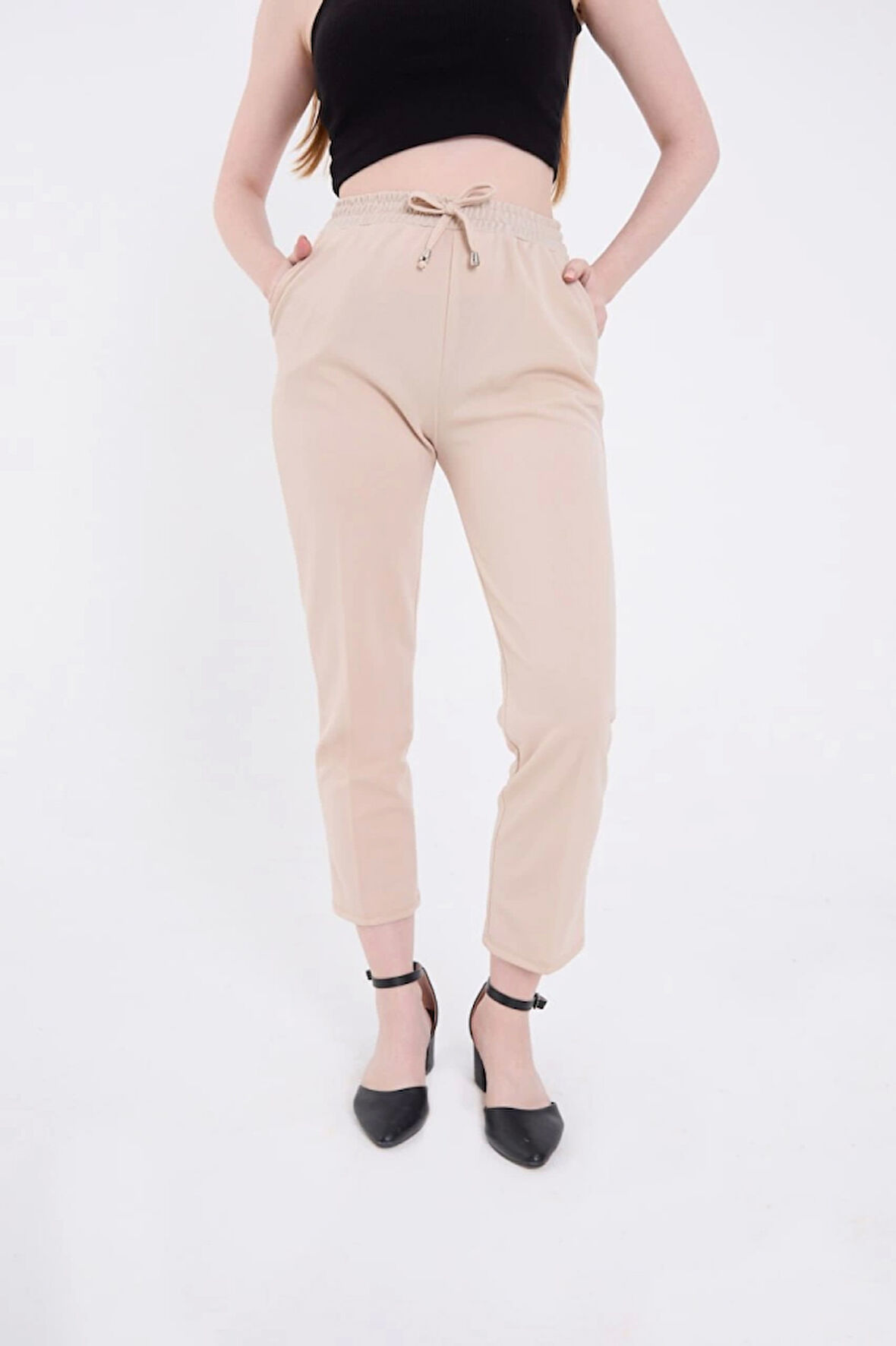 35 AVM Tam Kalıp Basic Eşofman Pantolon - Bej