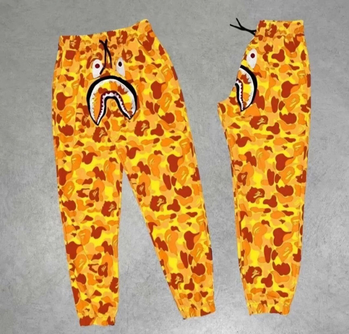 35 AVM İki İplik Mevsimlik Bape Nakişli Eşofman Pantolon - Sarı