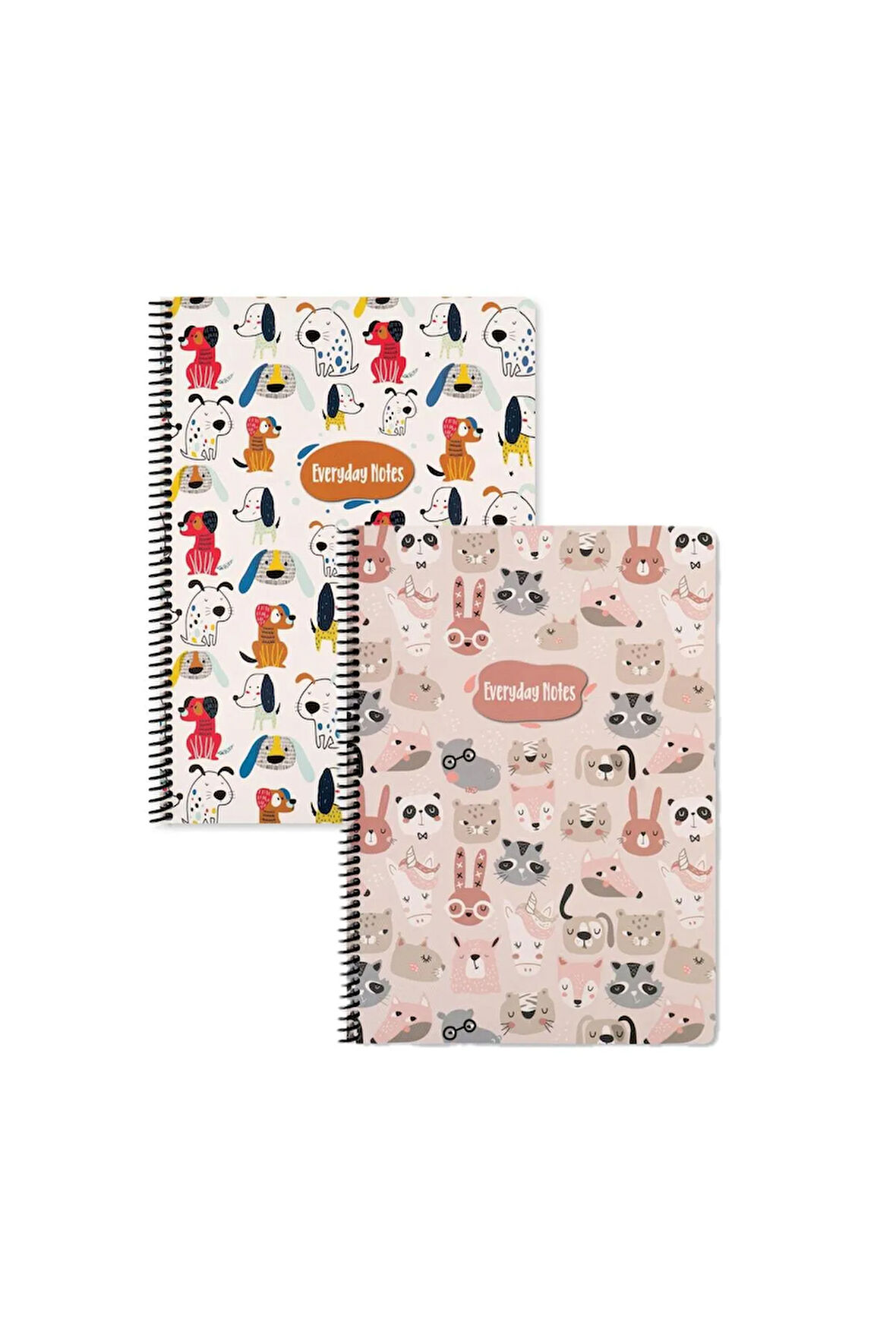 Keskin Color Animal Friends Çizgili Defter Seti (2’li) | 16.5 x 22.5 cm | Spiralli – 80 Yaprak