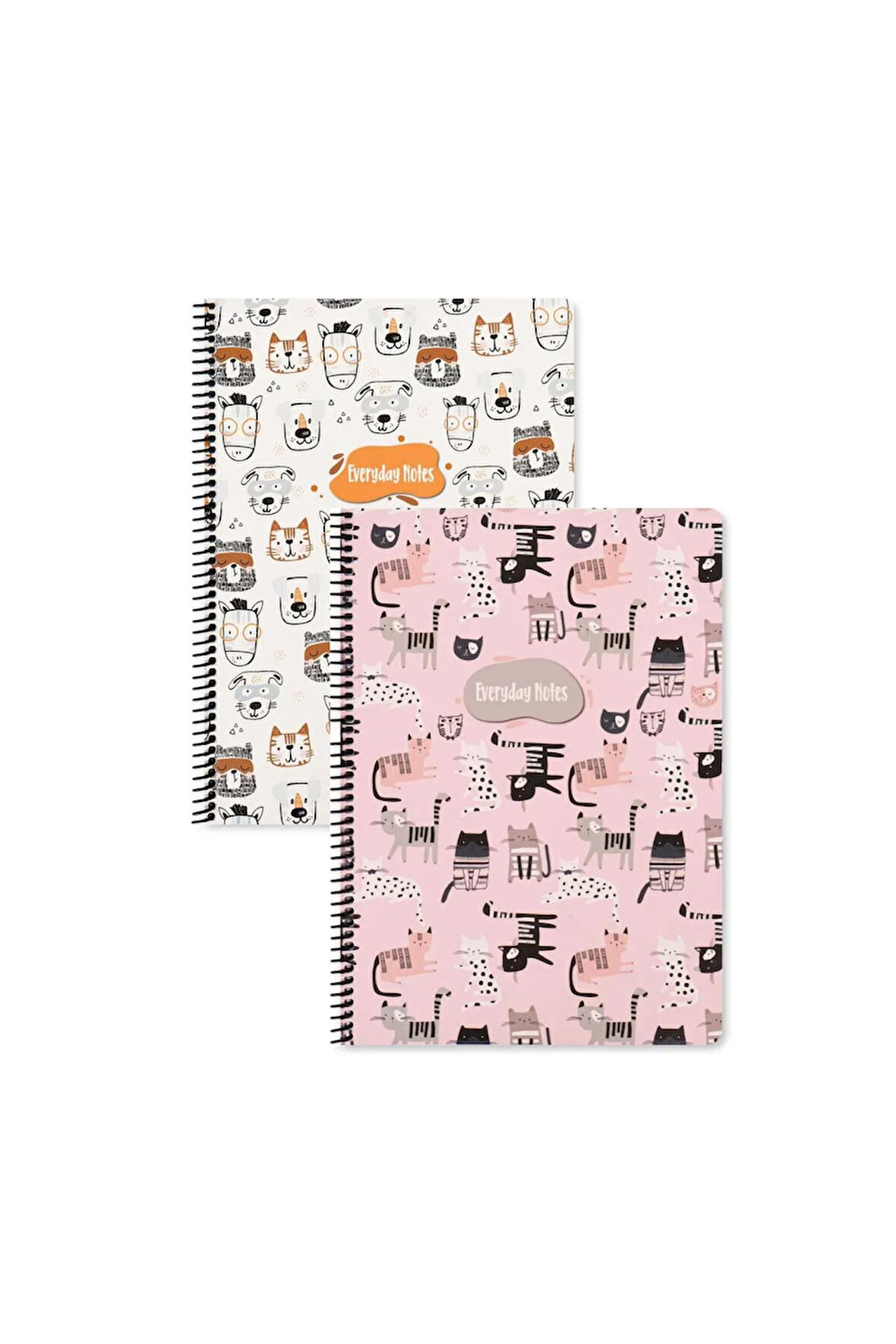 Keskin Color Animal Friends Çizgili Defter Seti (2’li) | 16.5 x 22.5 cm | Spiralli – 80 Yaprak