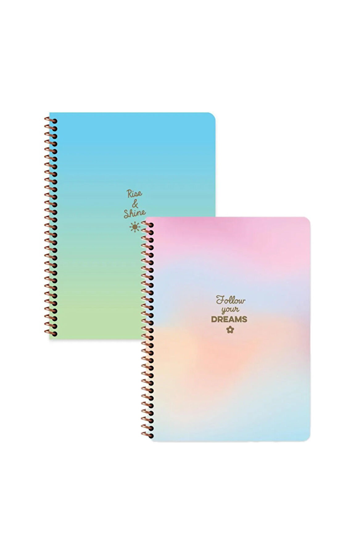 Keskin Color Peritozu Çizgili Stickerli Defter Seti 2 Adet | 16,5 x 22,5 cm | Spiralli – 80 Yaprak