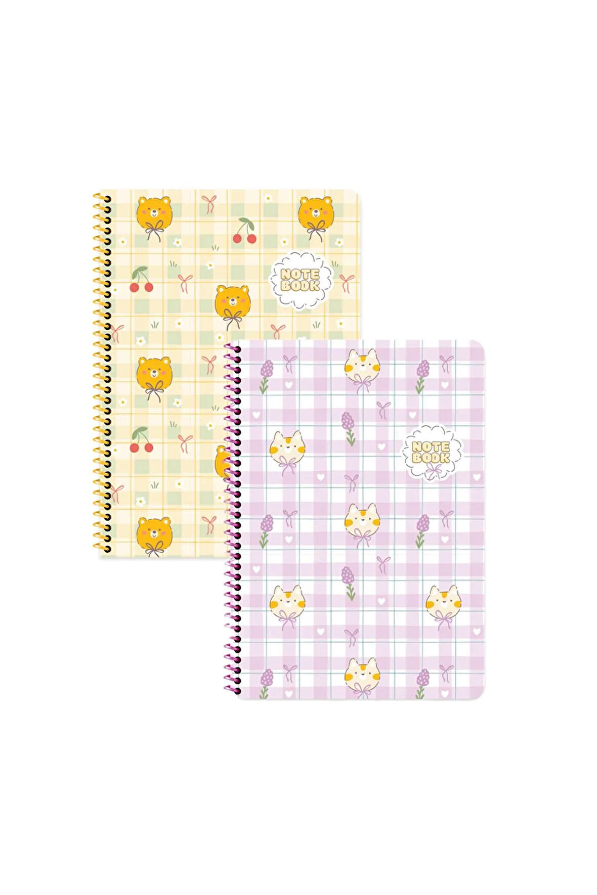 Keskin Color Kawaii Çizgili Stickerli Defter Seti 2 Adet | 16,5 x 22,5 cm | Spiralli – 80 Yaprak