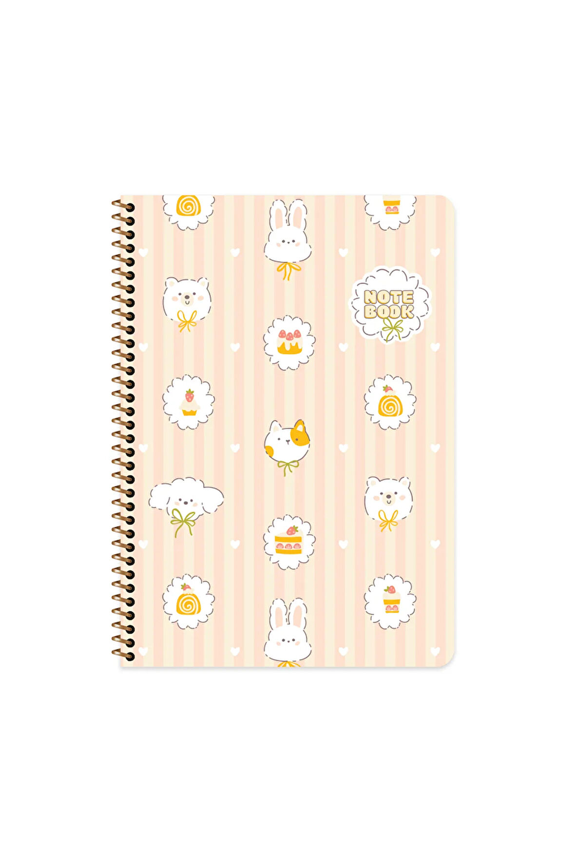 Keskin Color Kawaii Çizgili Stickerli Defter | 16,5 x 22,5 cm | Spiralli – 80 Yaprak