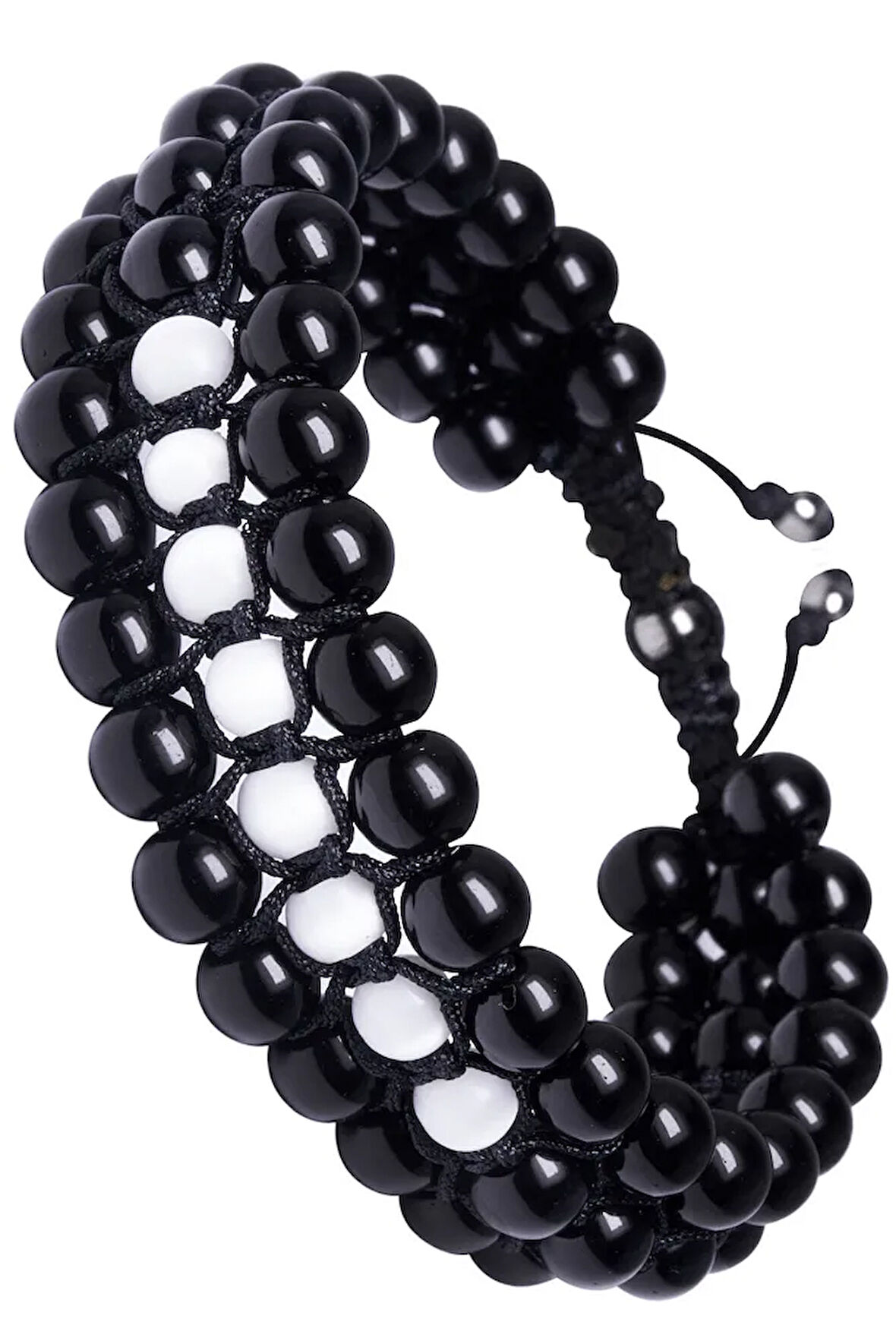 Üçlü Siyah Makrome Oniks Ve Sedef Bileklik