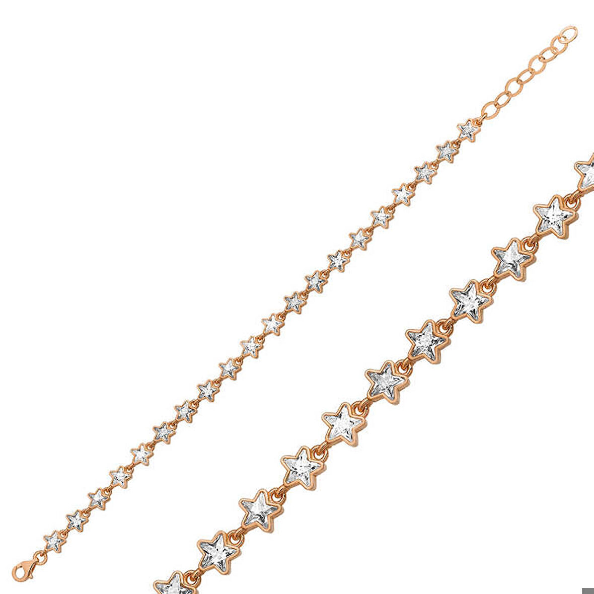 ​Gümüş Rose Beyaz Yıldız Kadın Bileklik