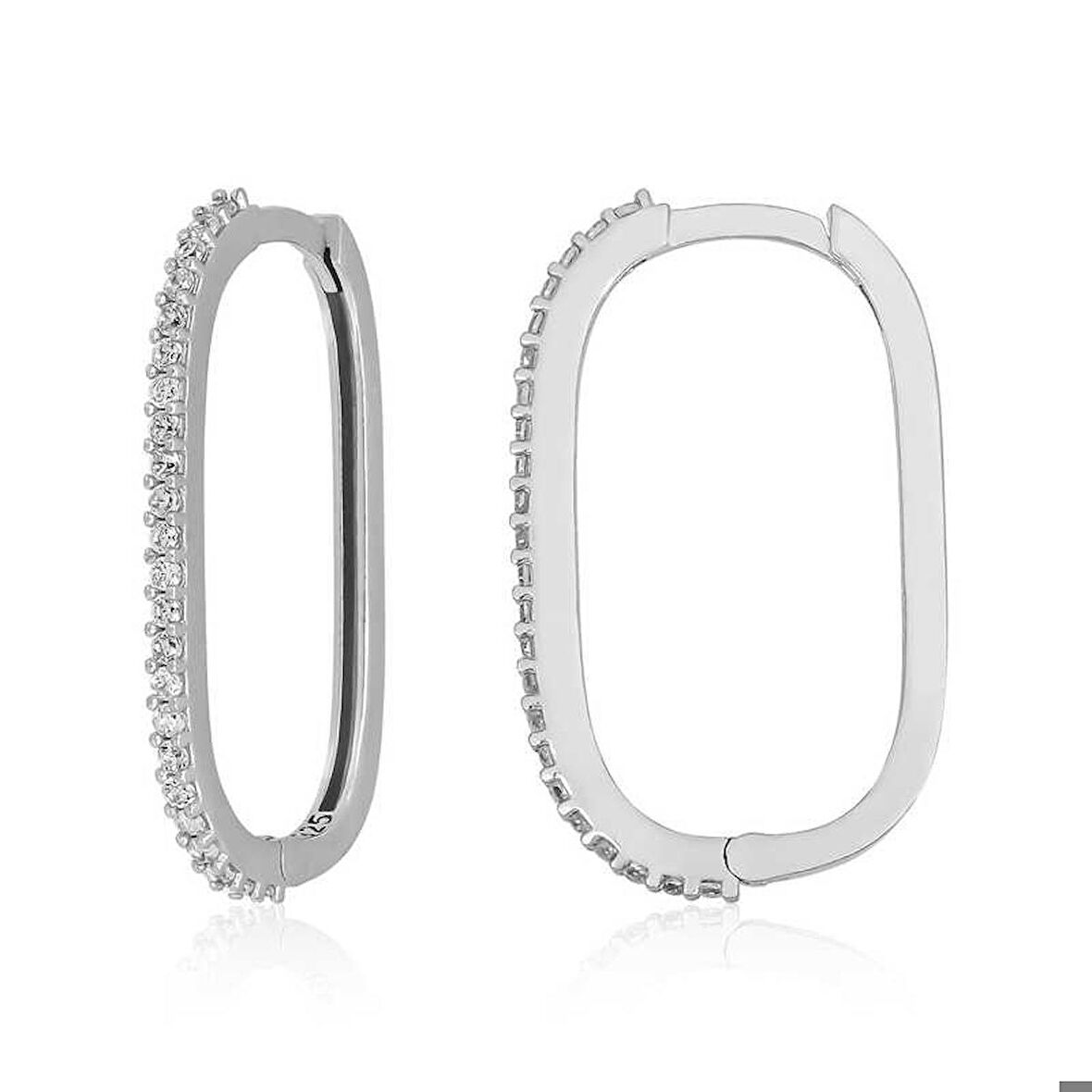 Gümüş Zirkon Taşlı Halka Küpe