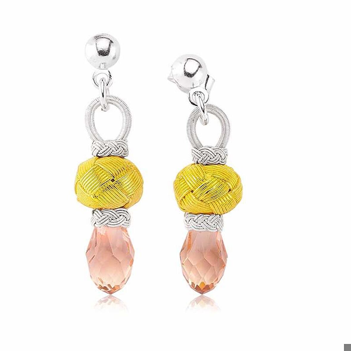 ​Gümüş Pembe Taşlı Kazaz Kadın Küpe