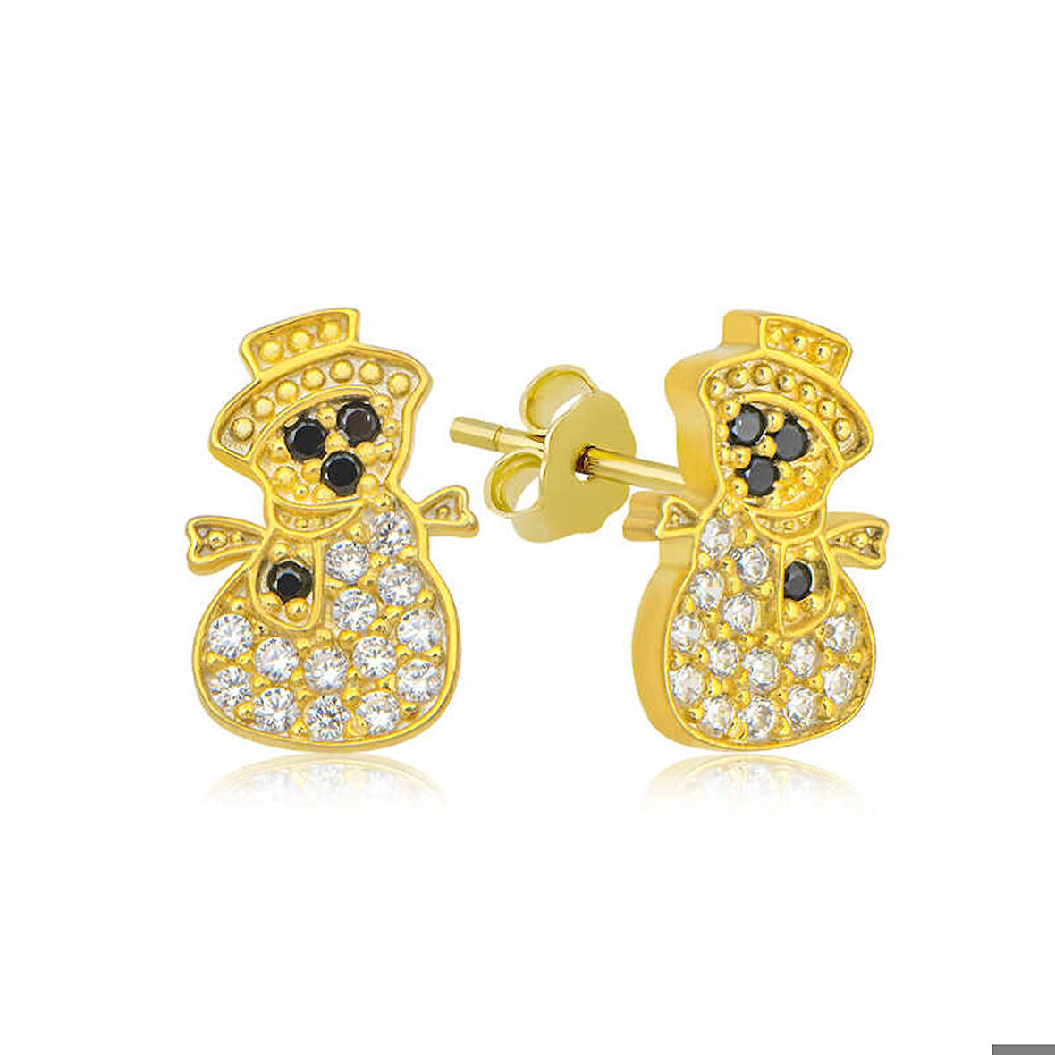 Gümüş Gold Kardan Adam Kadın Küpe