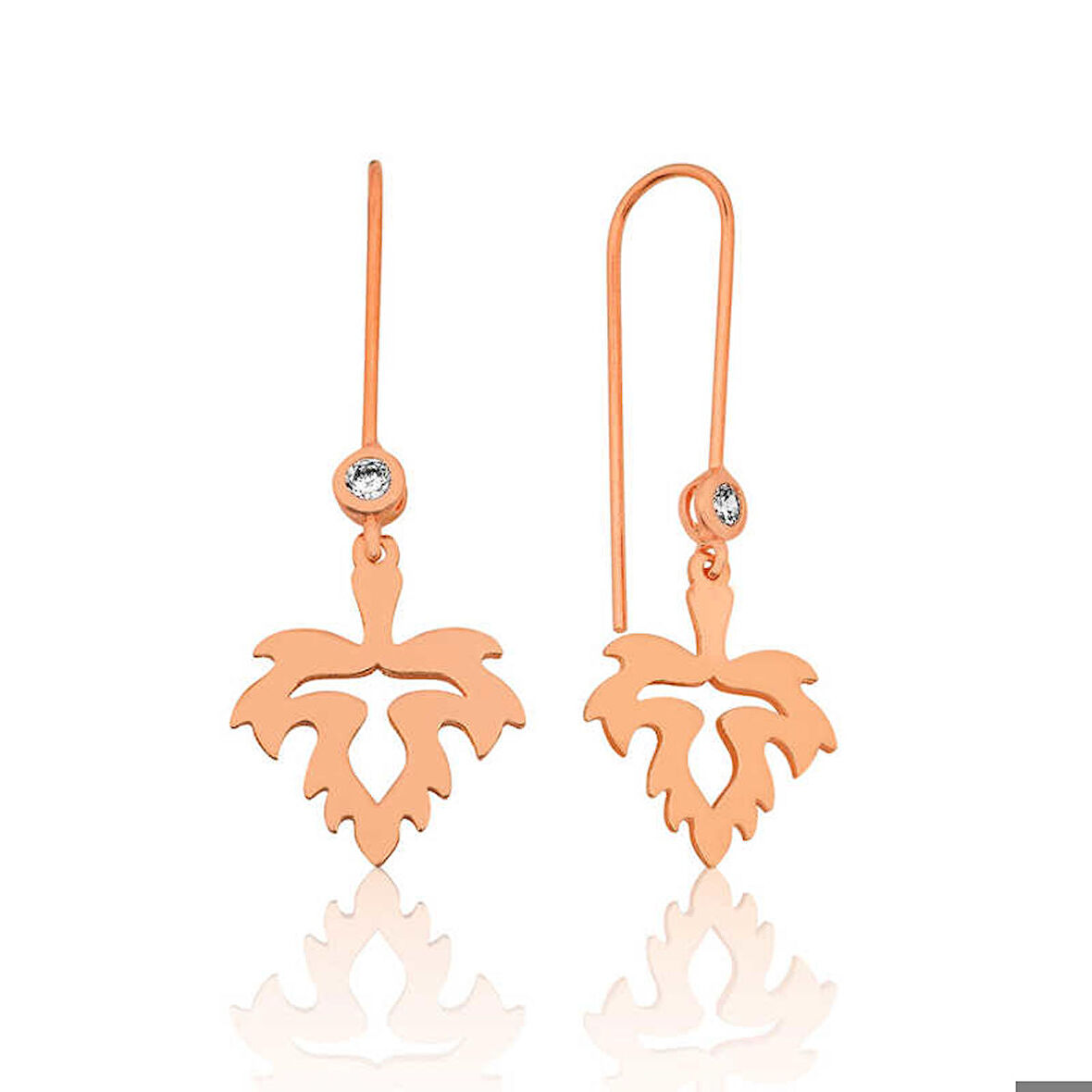 Gümüş Yaprak Sallantılı Küpe