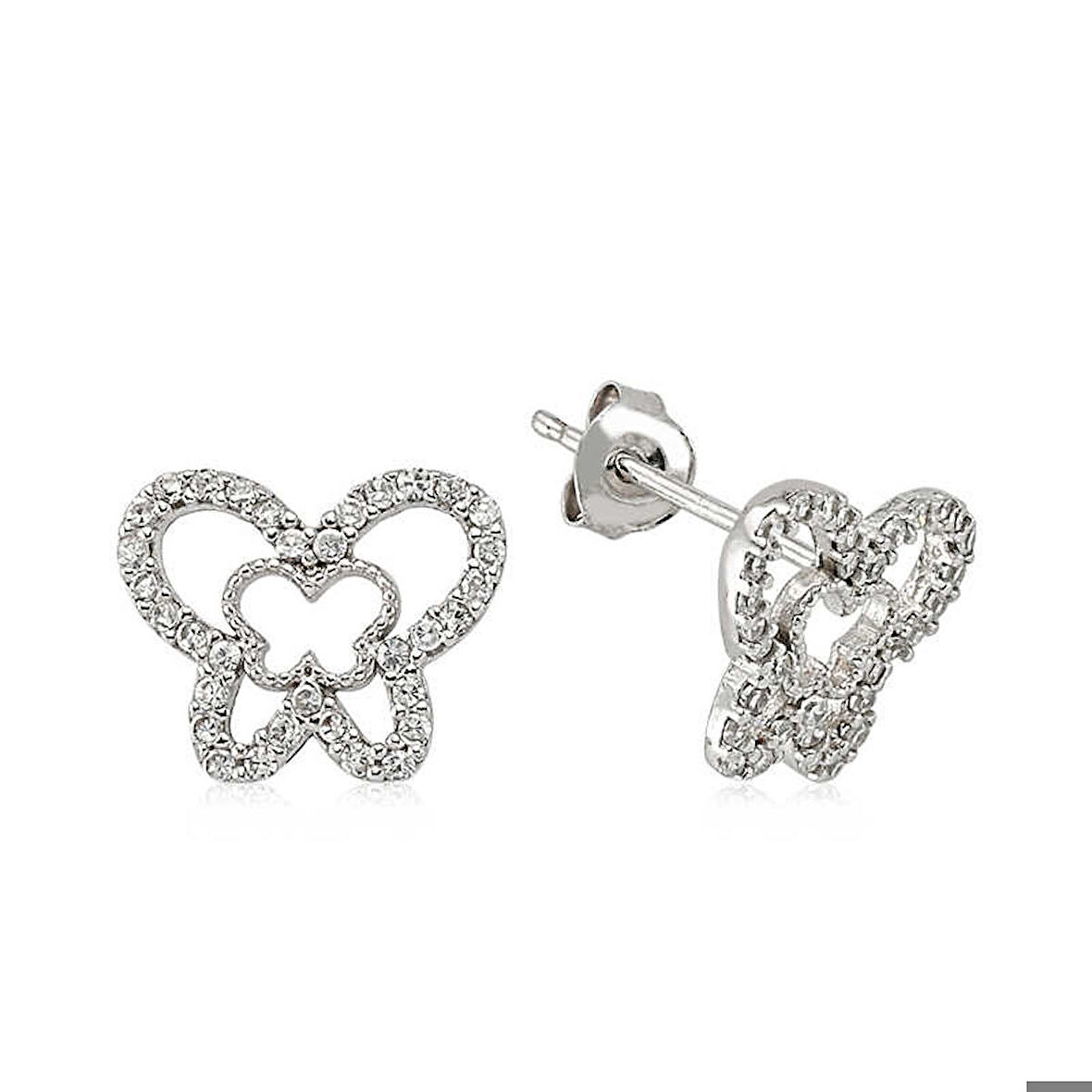 Gümüş Çivili Kelebek Küpe