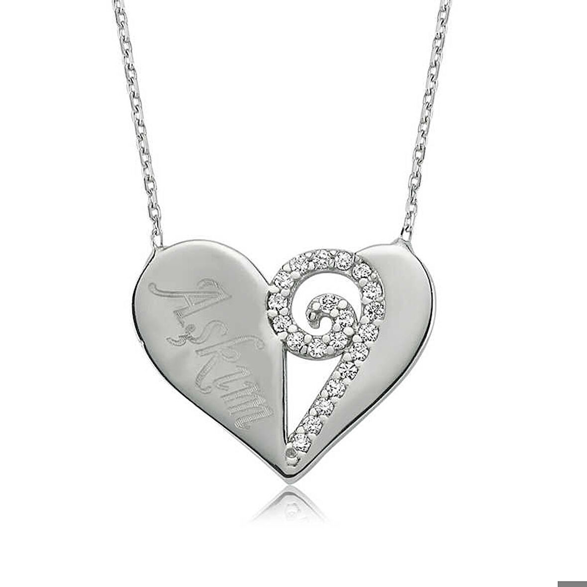Gümüş Kalpli Aşkım Kadın Kolye