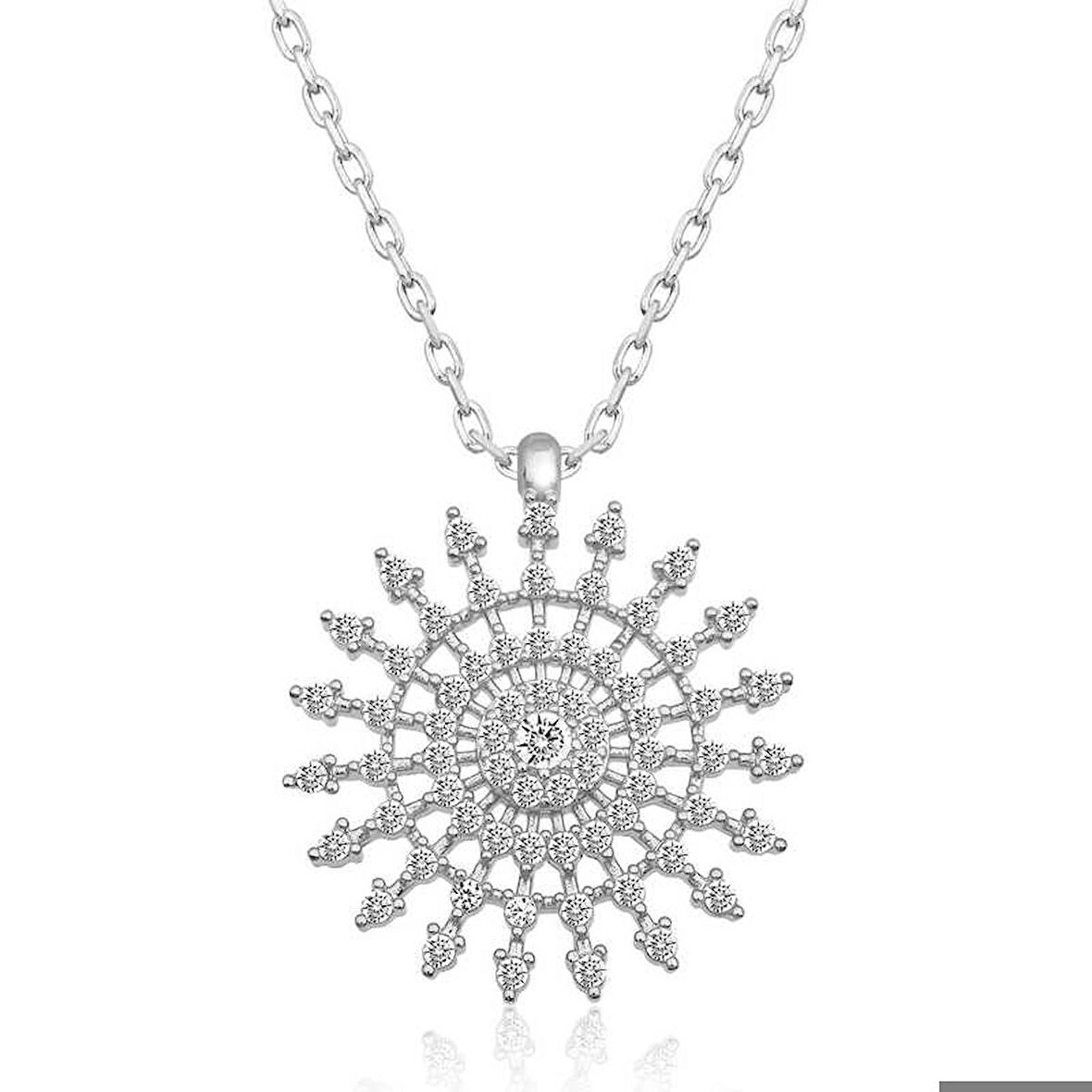 Gümüş Güneş Kadın Kolye