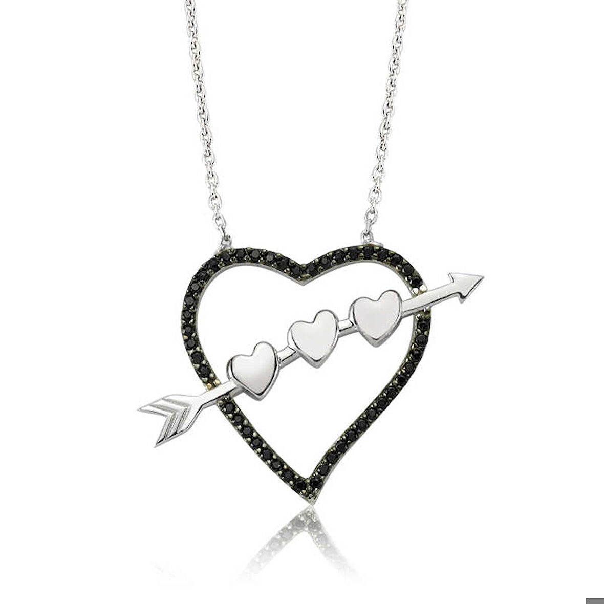 Gümüş Oklu Kalp Kadın Kolye