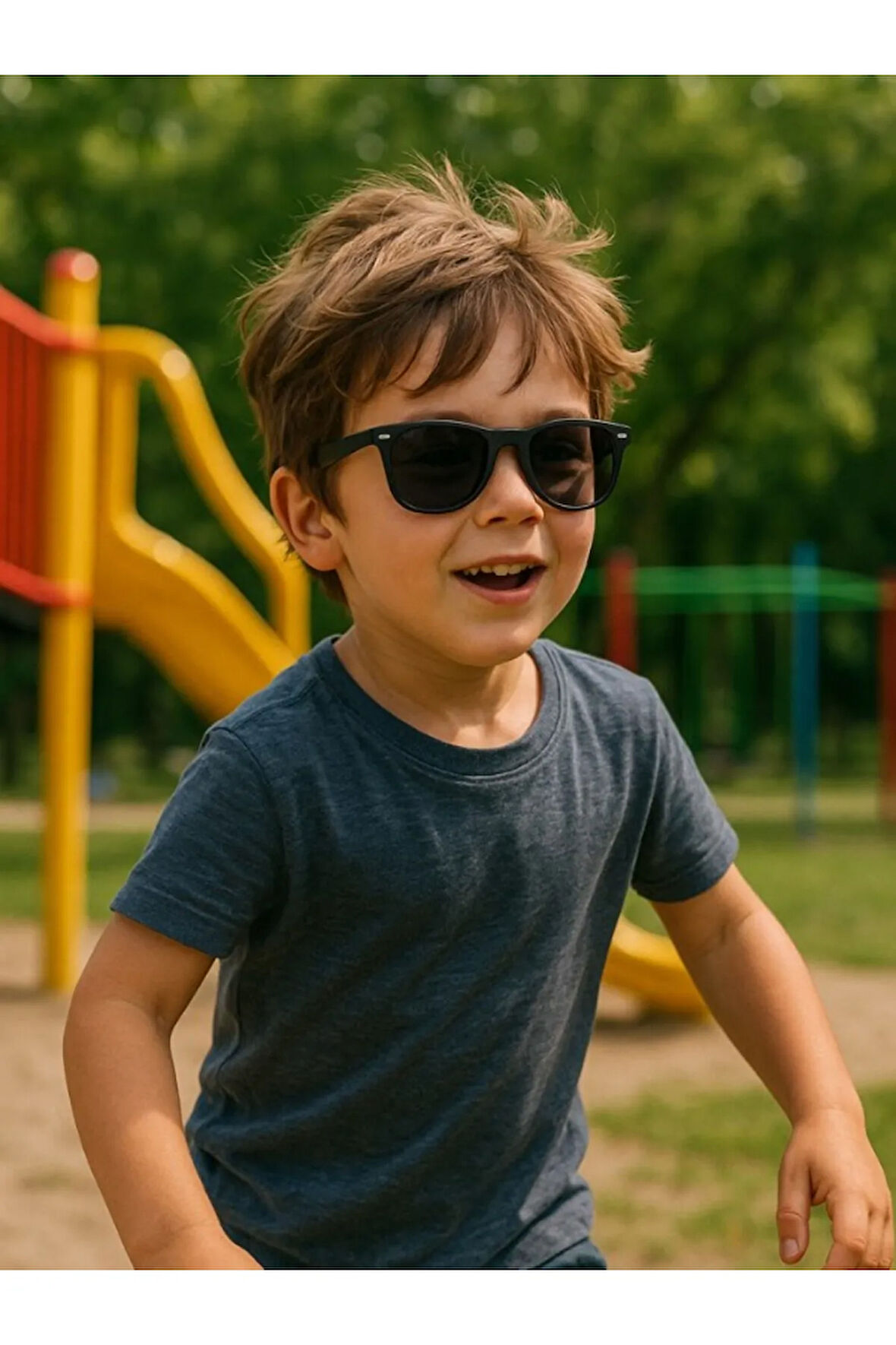 Sevimli Çocuk Siyah Güneş Gözlüğü Pinli Çerçeve Kids Güneş Gözlüğü UV 400 Korumalı CE Belgeli