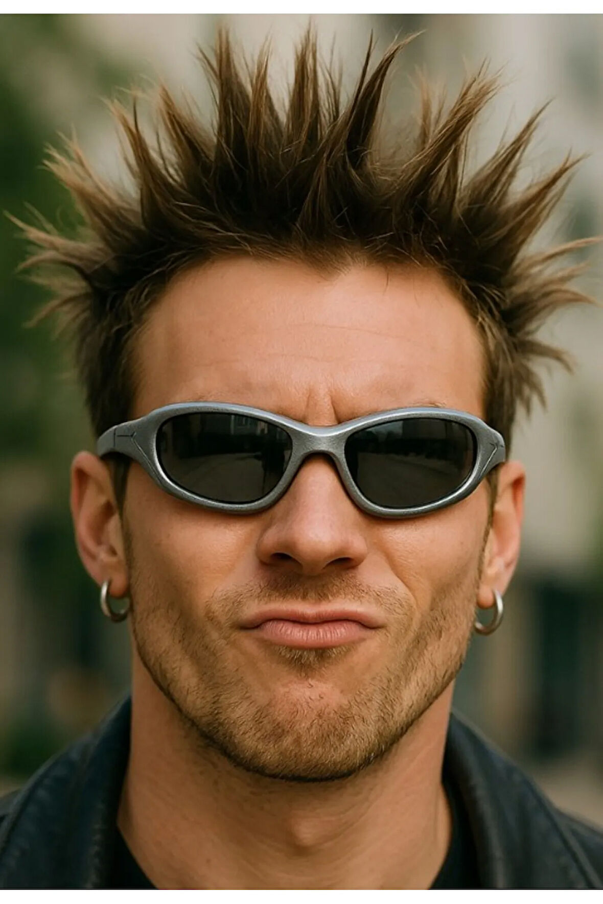 Düz Sade Tasarımlı Stil Güneş Gözlüğü Gri Çerçeve Parlak Cam UV 400 Korumalı Güneş Gözlüğü