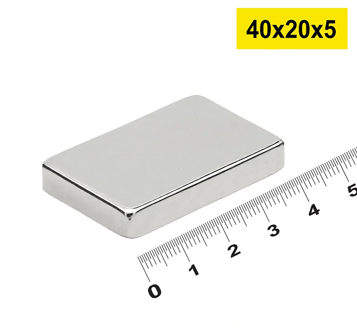 50 Adet 40x20x5mm Neodyum Magnet Güçlü N35 Mıknatıs Köşeli Nikel Kaplama