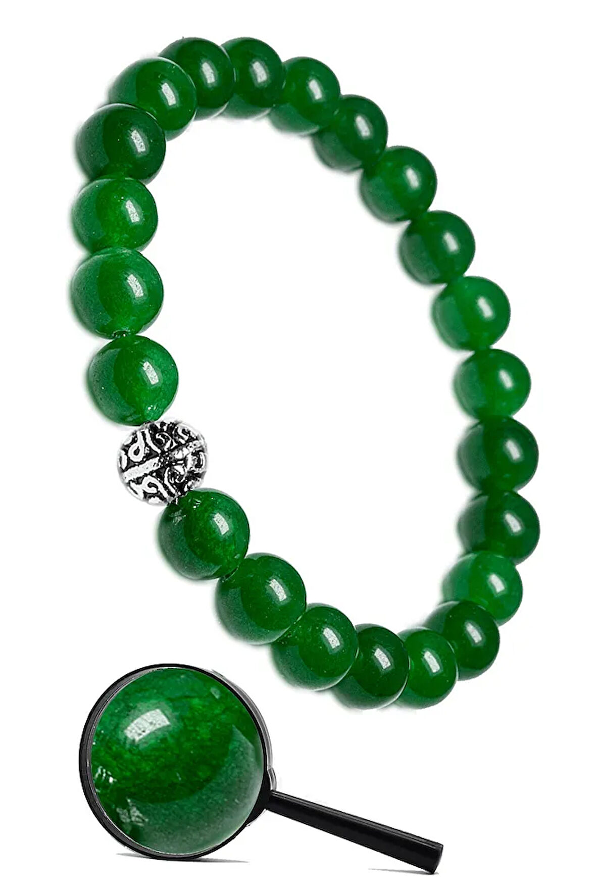 Sertifikalı Gerçek Koyu Yeşim Taşı Bileklik - 1.kalite