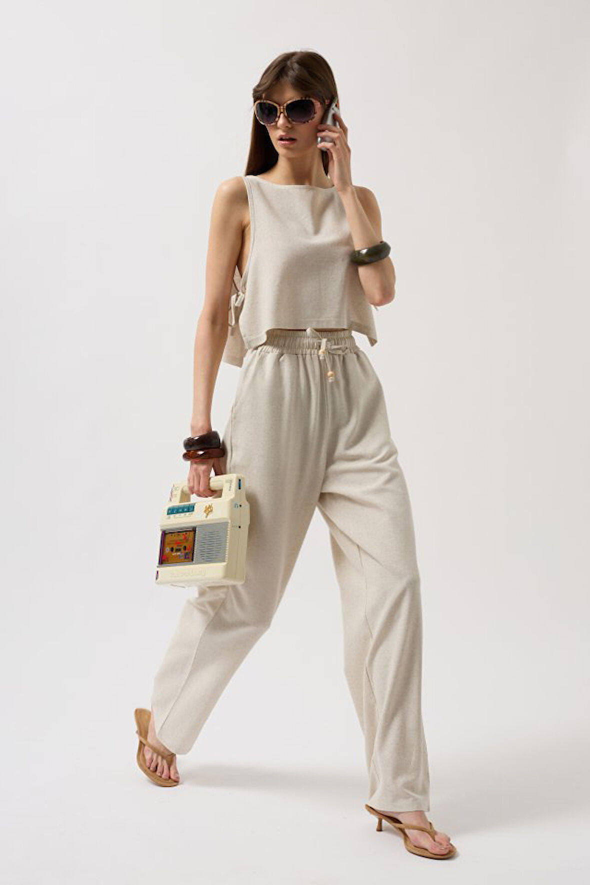 Aesco Yandan Bağlamalı Crop Bluz