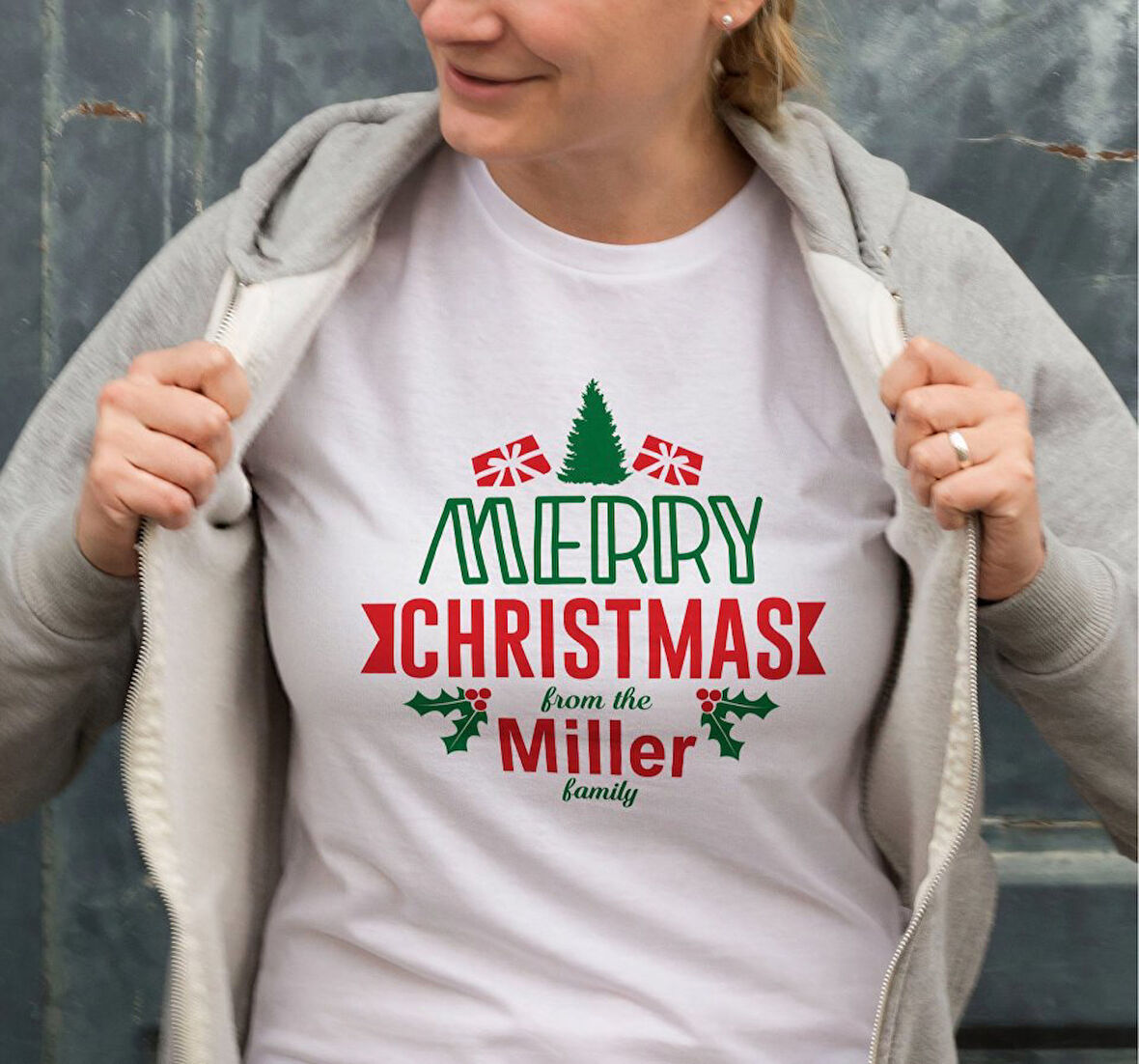 Aesco MERRY CHRISTMAS From The Miller Baskılı T-shirt - Beyaz