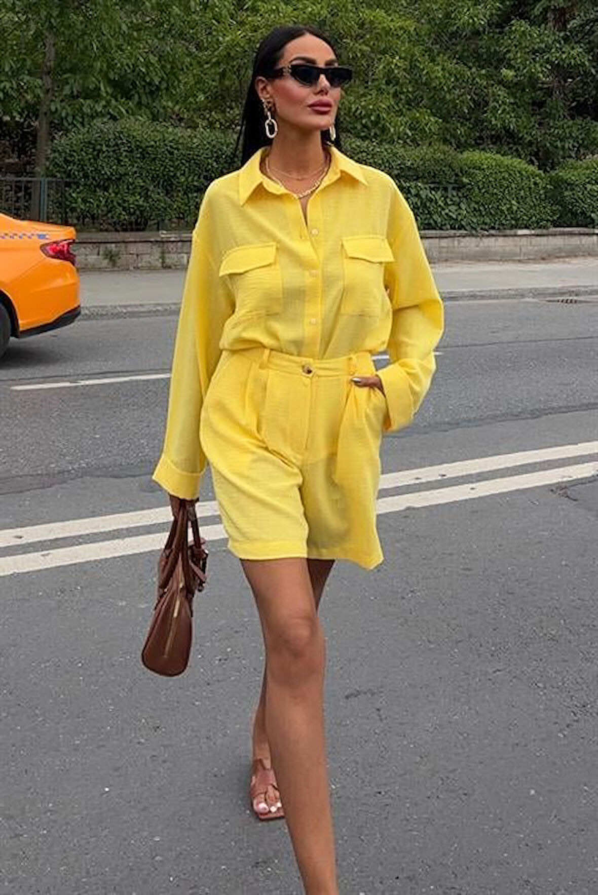 Aesco Gömlek Ve Şort Flamlı Keten Takım 10130