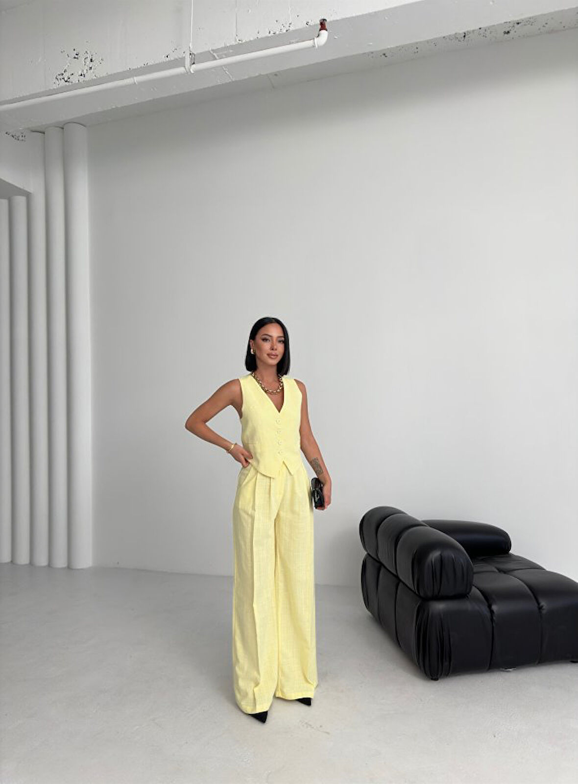 Aesco Keten Sirti Çapraz Geçi̇şli̇ Cepken Pantolon Takim