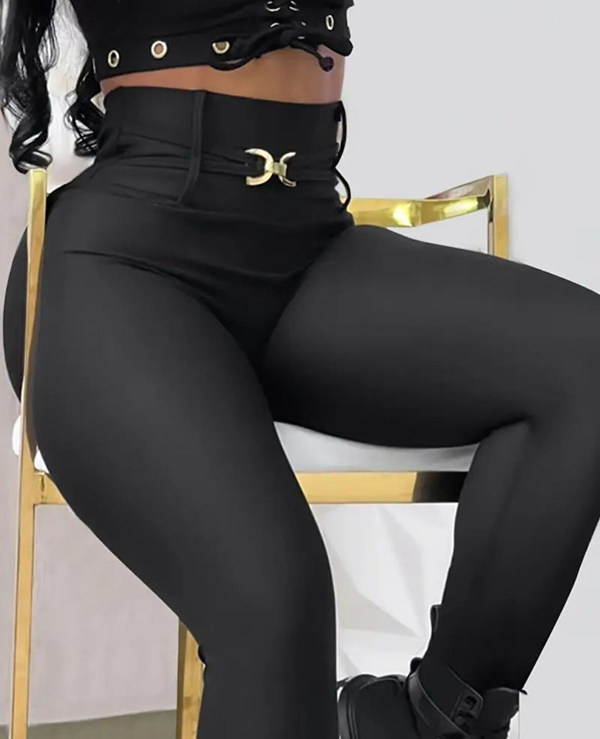 Aesco Kadın Yüksek Bel Belden Toka Detaylı Dalgıç Tayt