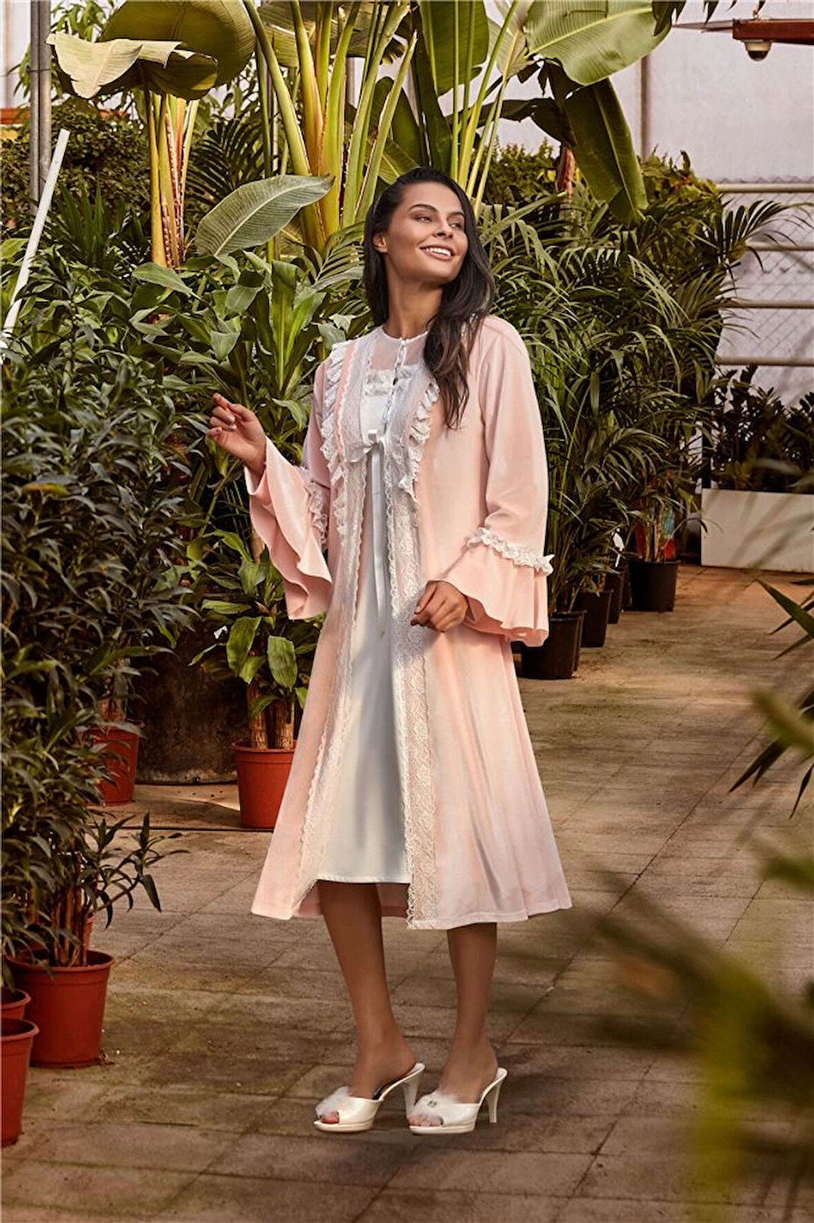 Aesco Jar Pierre 228 Kadife Gecelik Sabahlık