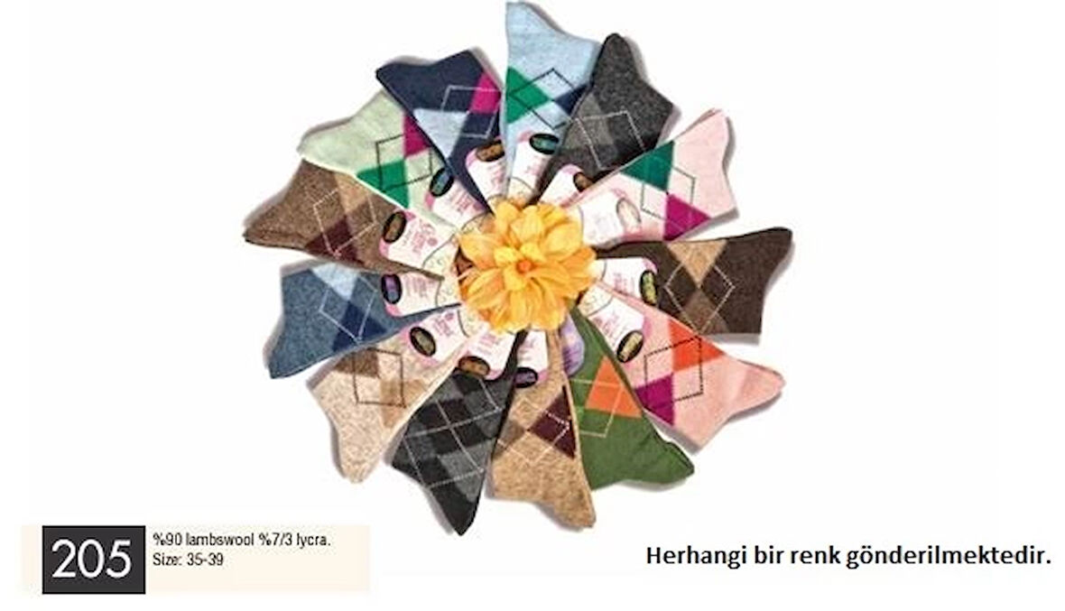 Aesco Gama 205 Kadın Desenli Yün Soket Çorap