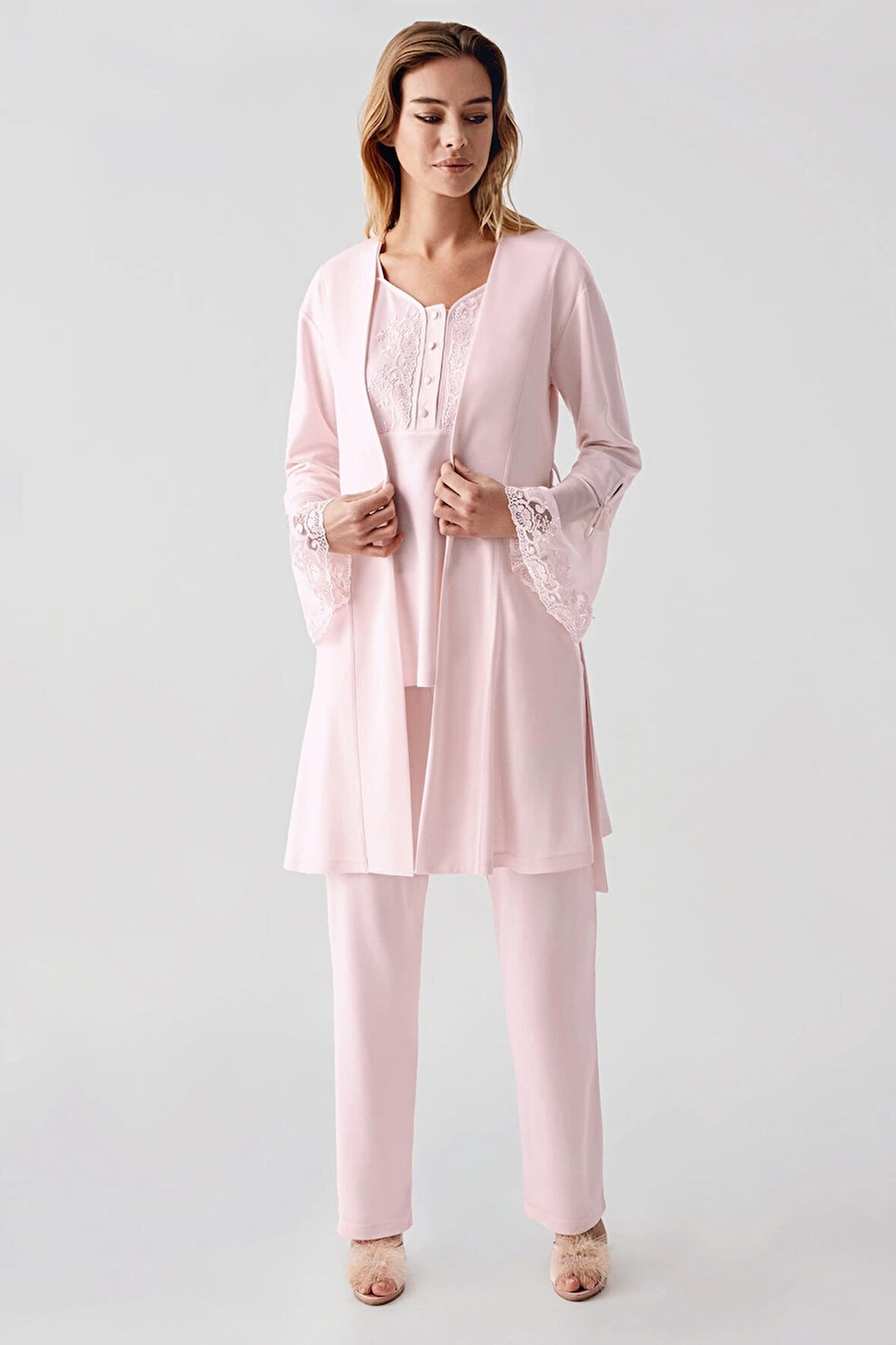 Aesco Freshness 322 Kadın Sabahlıklı Pijama Takımı